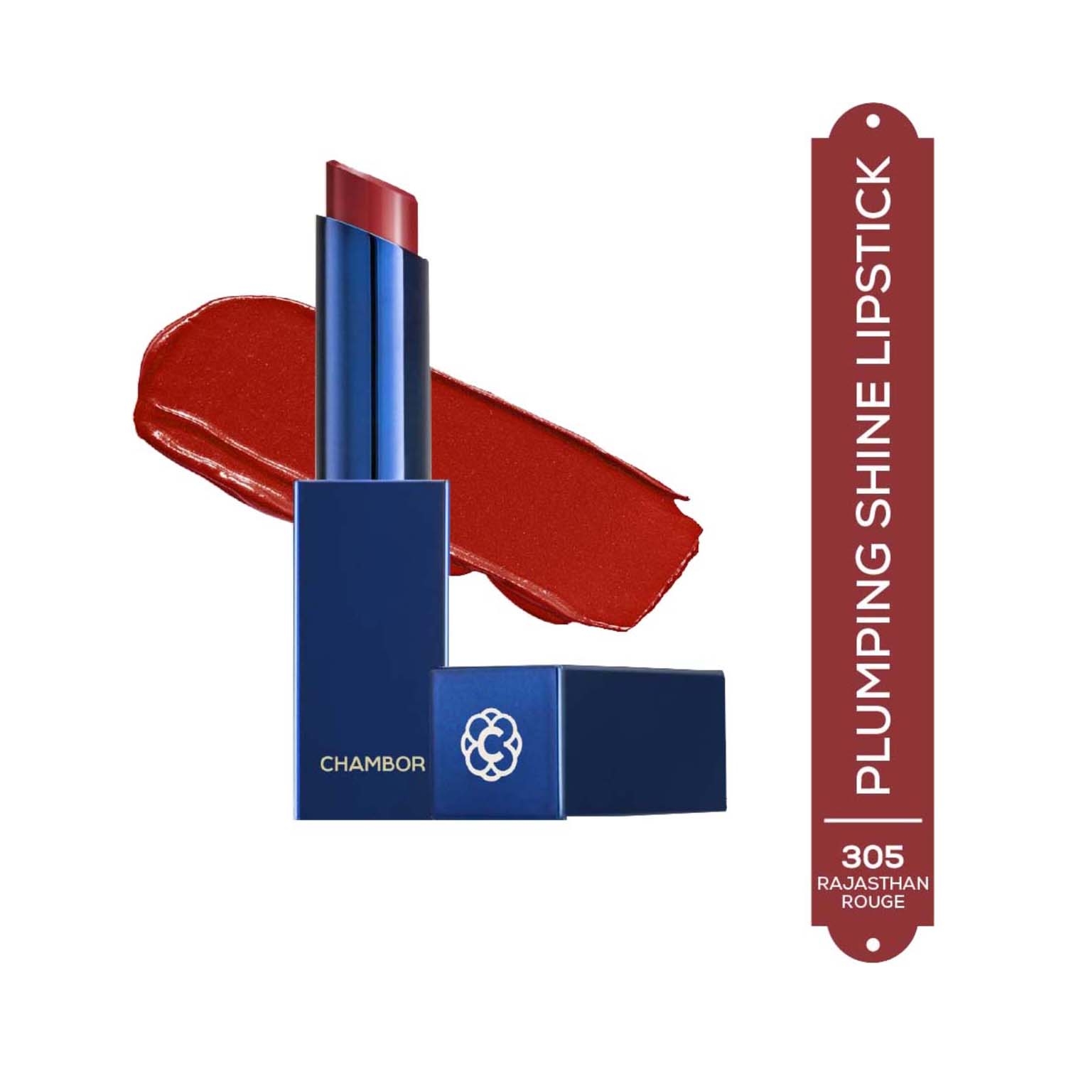 Chambor | Chambor Tres Shine Plump++ Lipstick - 305 Rajasthan Rouge (3g)