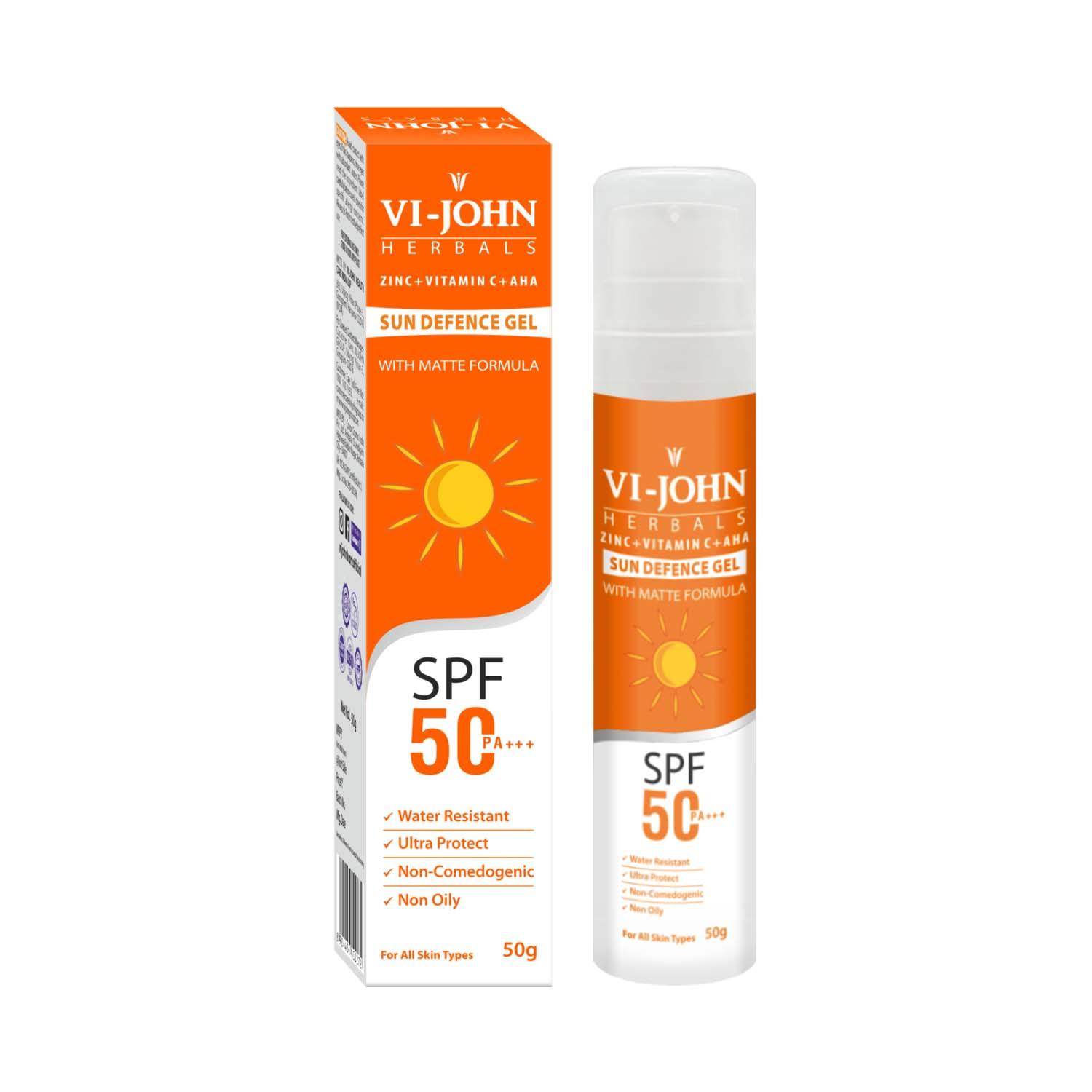 VI-JOHN Herbals Sun Defence Gel SPF 50 PA+++ with Matte Formula (50g)