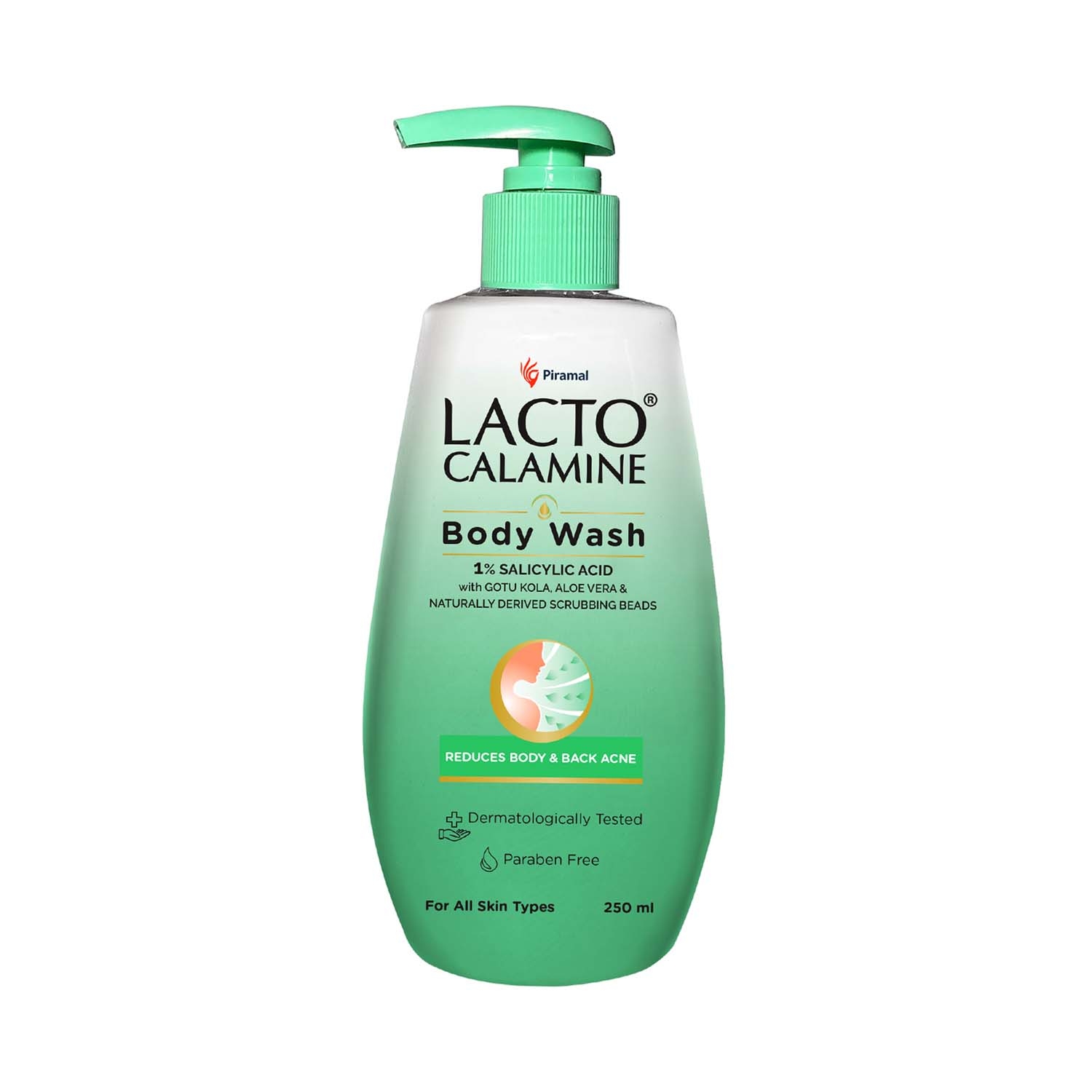 Lacto Calamine | Lacto Calamine 1% Salicylic Acid Body Wash, Natural Scrubbing Bead For Body Acne (250ml)