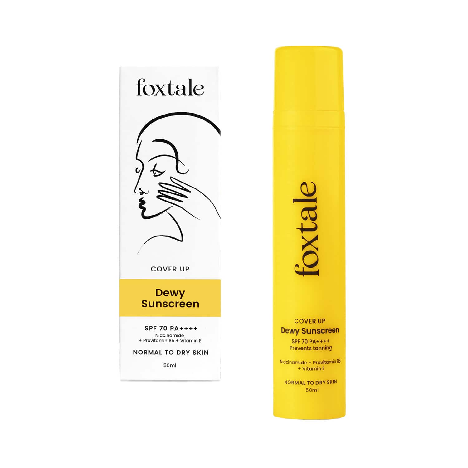 Foxtale | Foxtale Dewy Sunscreen SPF 70 PA++++ With Niacinamide + Provitamin B5 + Vitamin E  (50 ml)