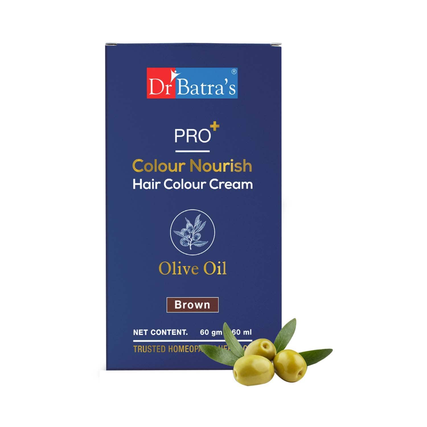 Dr Batra's | Dr Batras Pro+ Colour Nourish Hair Colour Cream for Rich Hair Color, Enriched with Amla-Brown (120g)