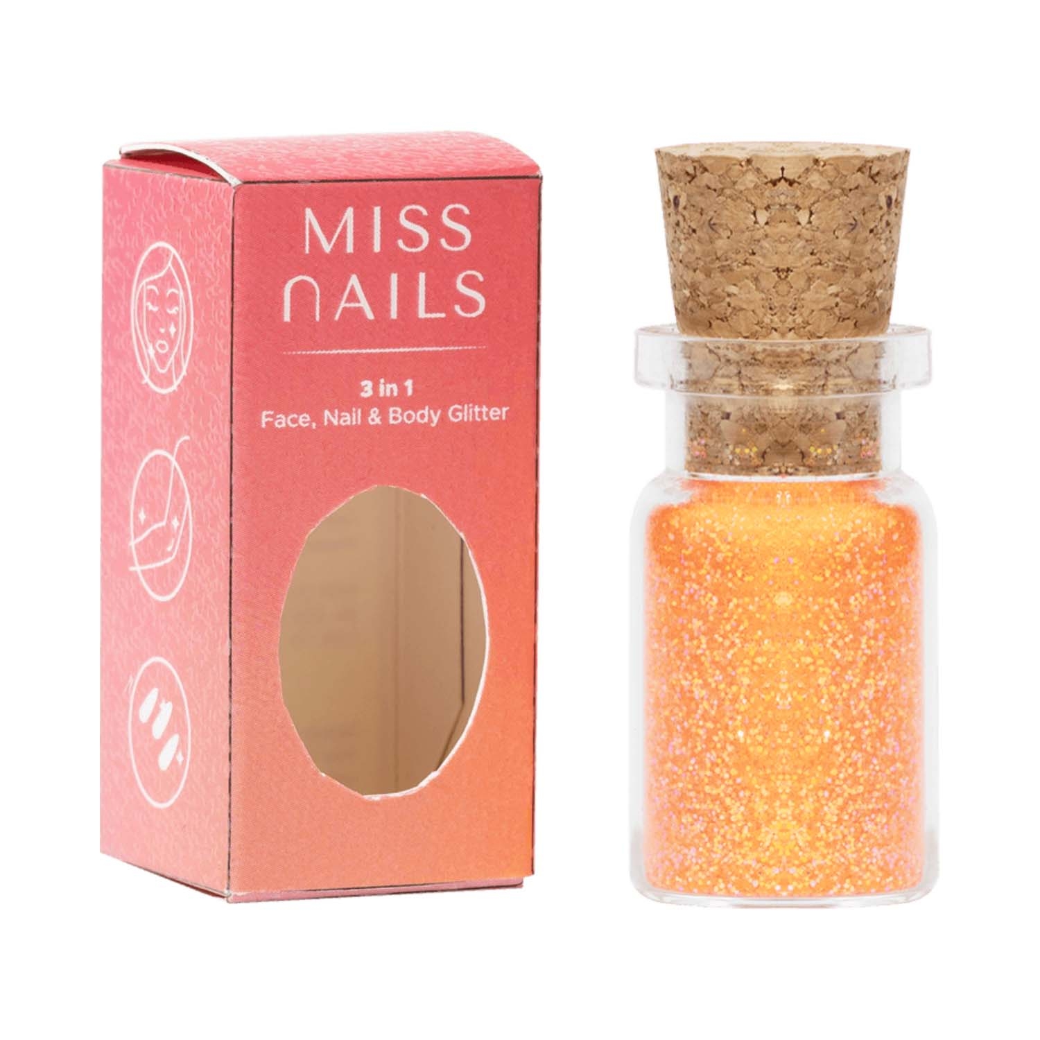 Miss Nails | Miss Nails 3 In 1 Glitter Nail Polish - 31 Orange Me Up (5g)