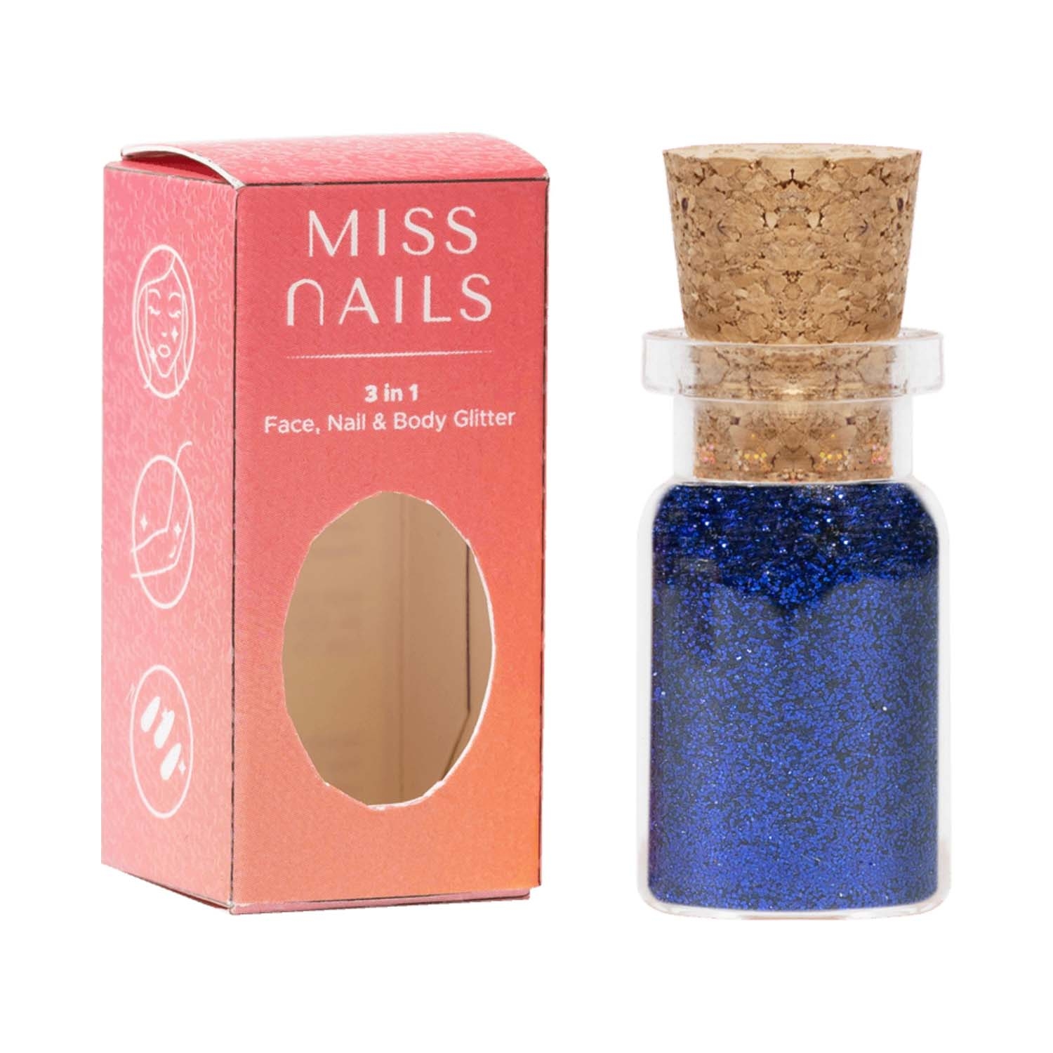 Miss Nails | Miss Nails 3 In 1 Glitter Nail Polish - 20 Ancient Blue (5g)
