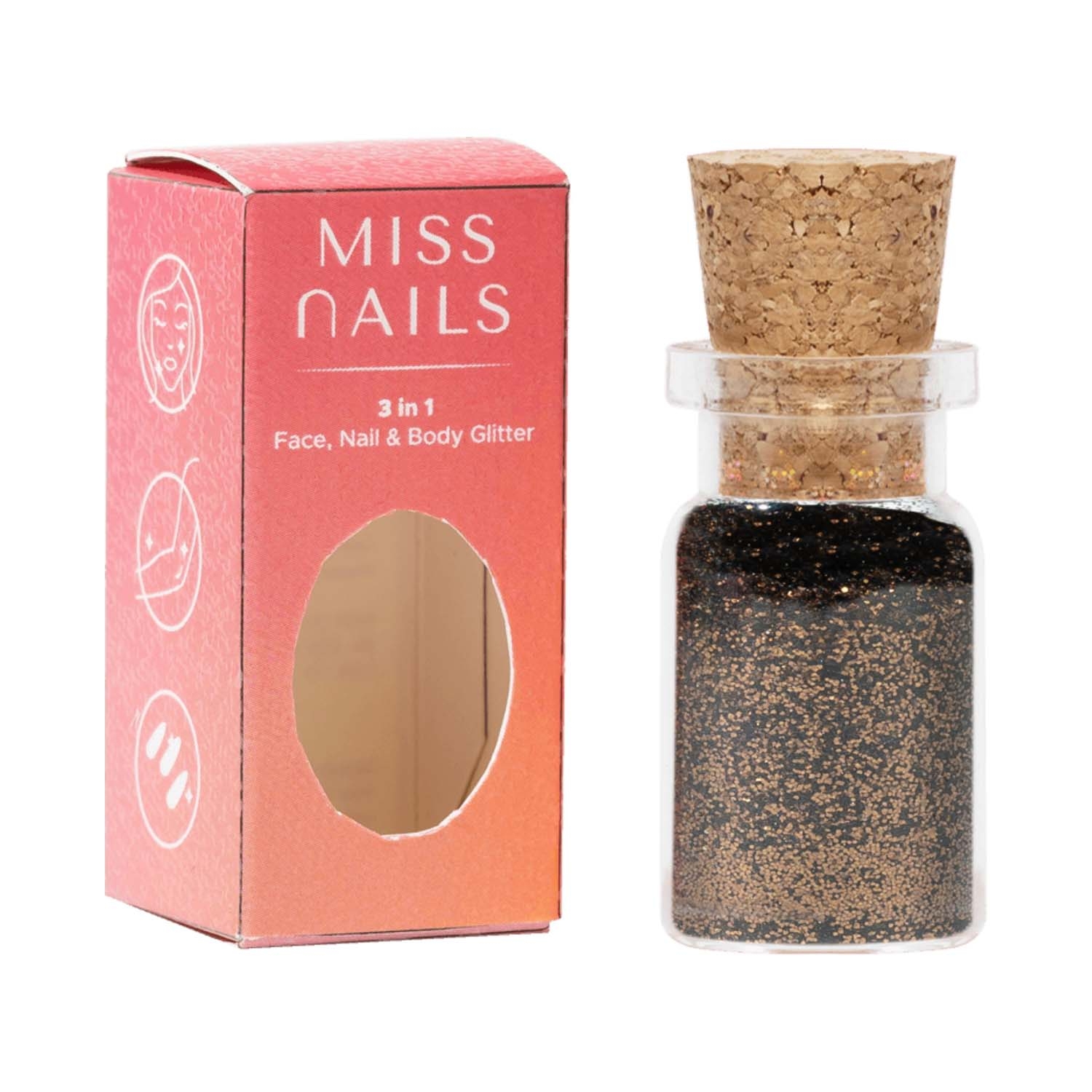 Miss Nails | Miss Nails 3 In 1 Glitter Nail Polish - 1 Copper (5g)