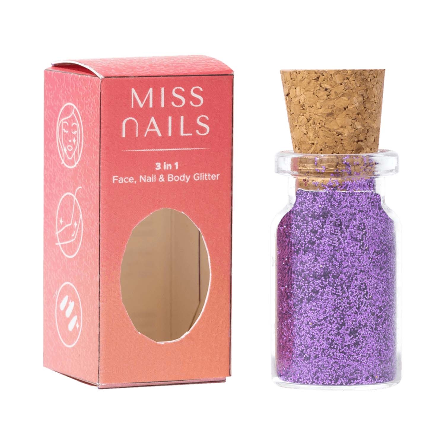 Miss Nails | Miss Nails 3 In 1 Glitter Nail Polish - 19 Purple Ocean (5g)