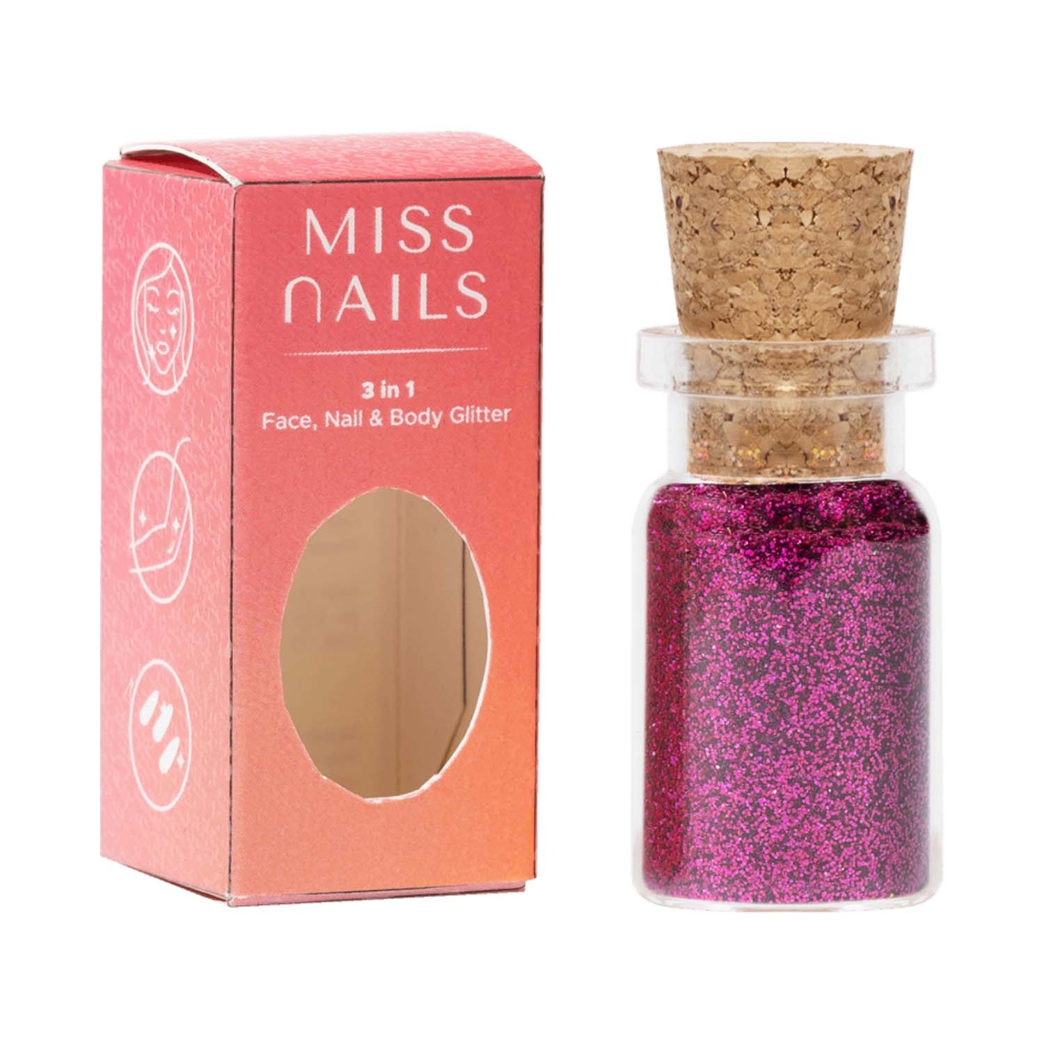 Miss Nails | Miss Nails 3 In 1 Glitter Nail Polish - 10 Love At First Sight (5g)