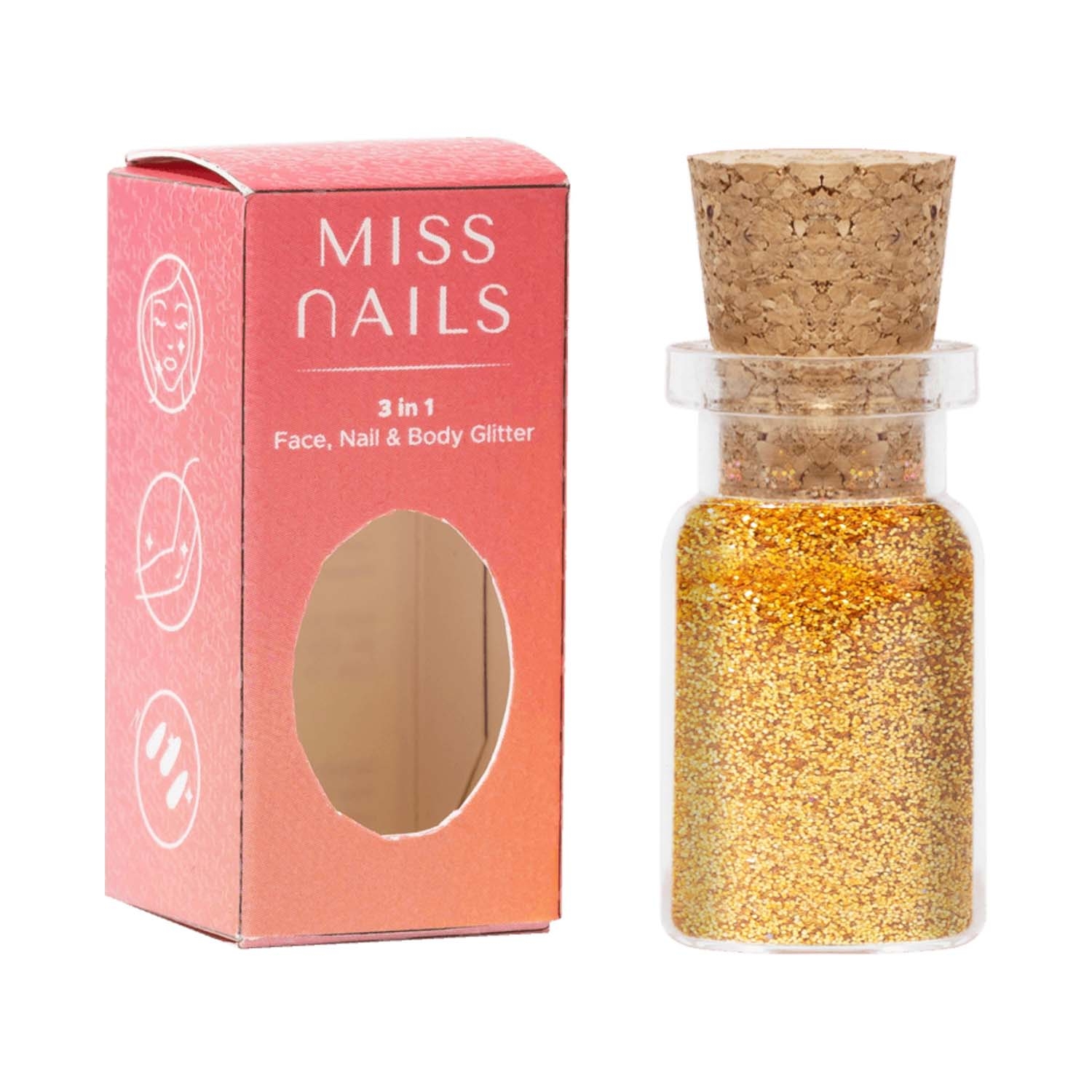 Miss Nails | Miss Nails 3 In 1 Glitter Nail Polish - 51 Sunset (5g)