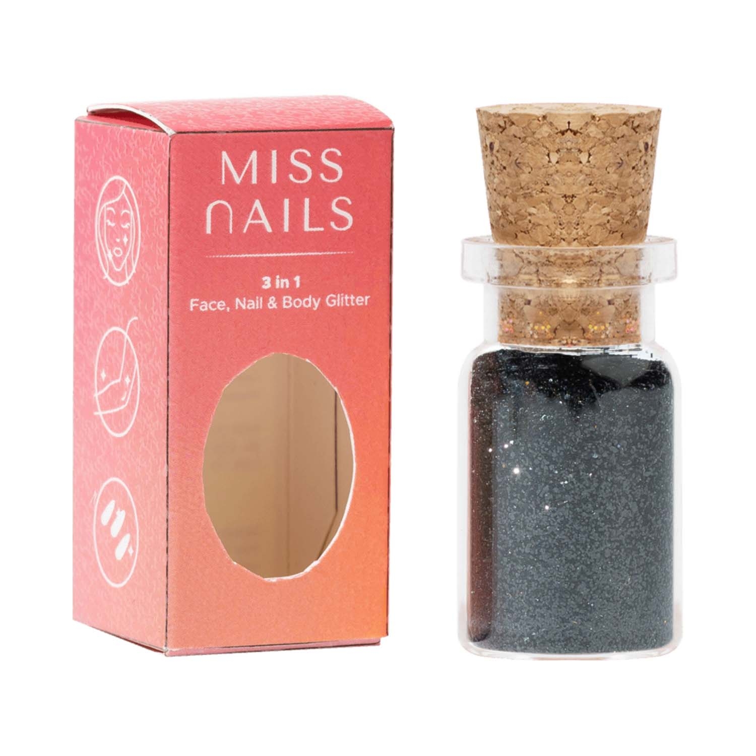Miss Nails | Miss Nails 3 In 1 Glitter Nail Polish - 18 Black Pearl (5g)