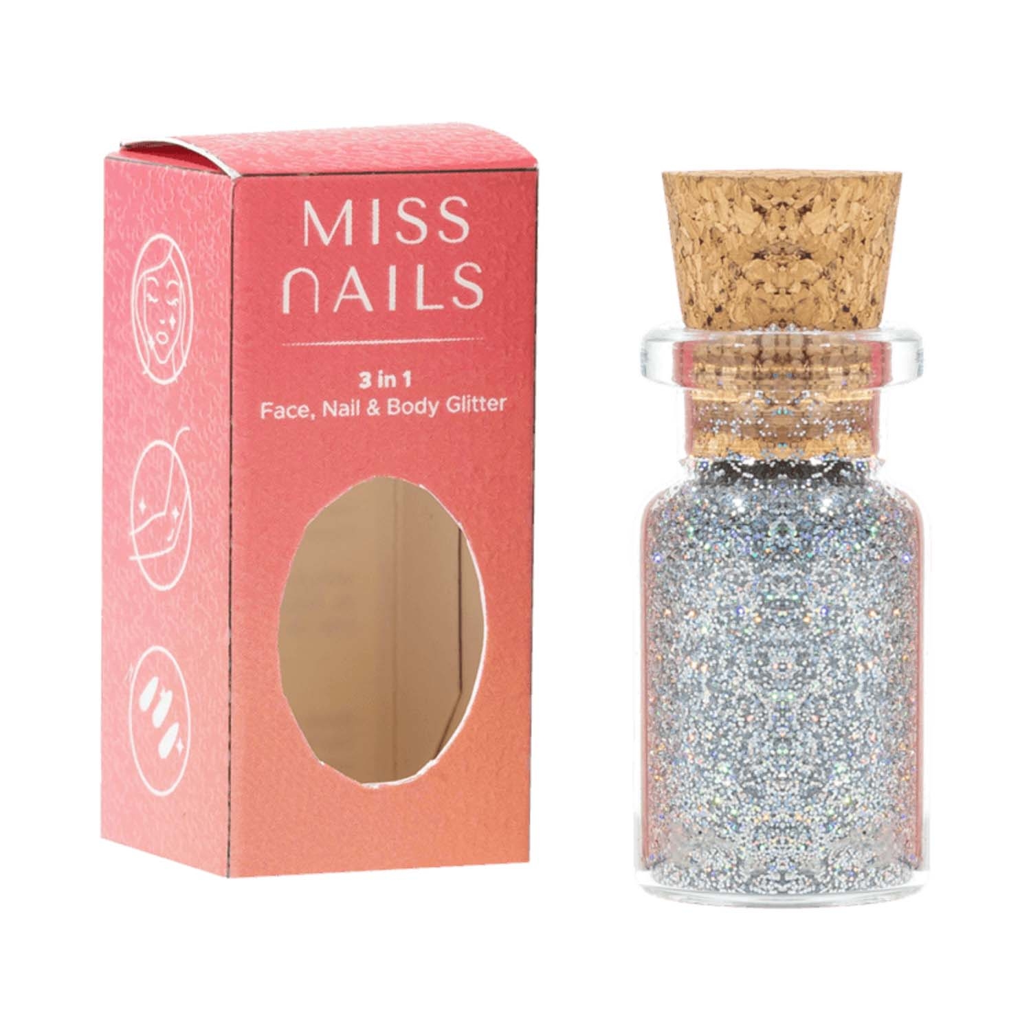 Miss Nails | Miss Nails 3 In 1 Glitter Nail Polish - 47 Silver Lining (5g)