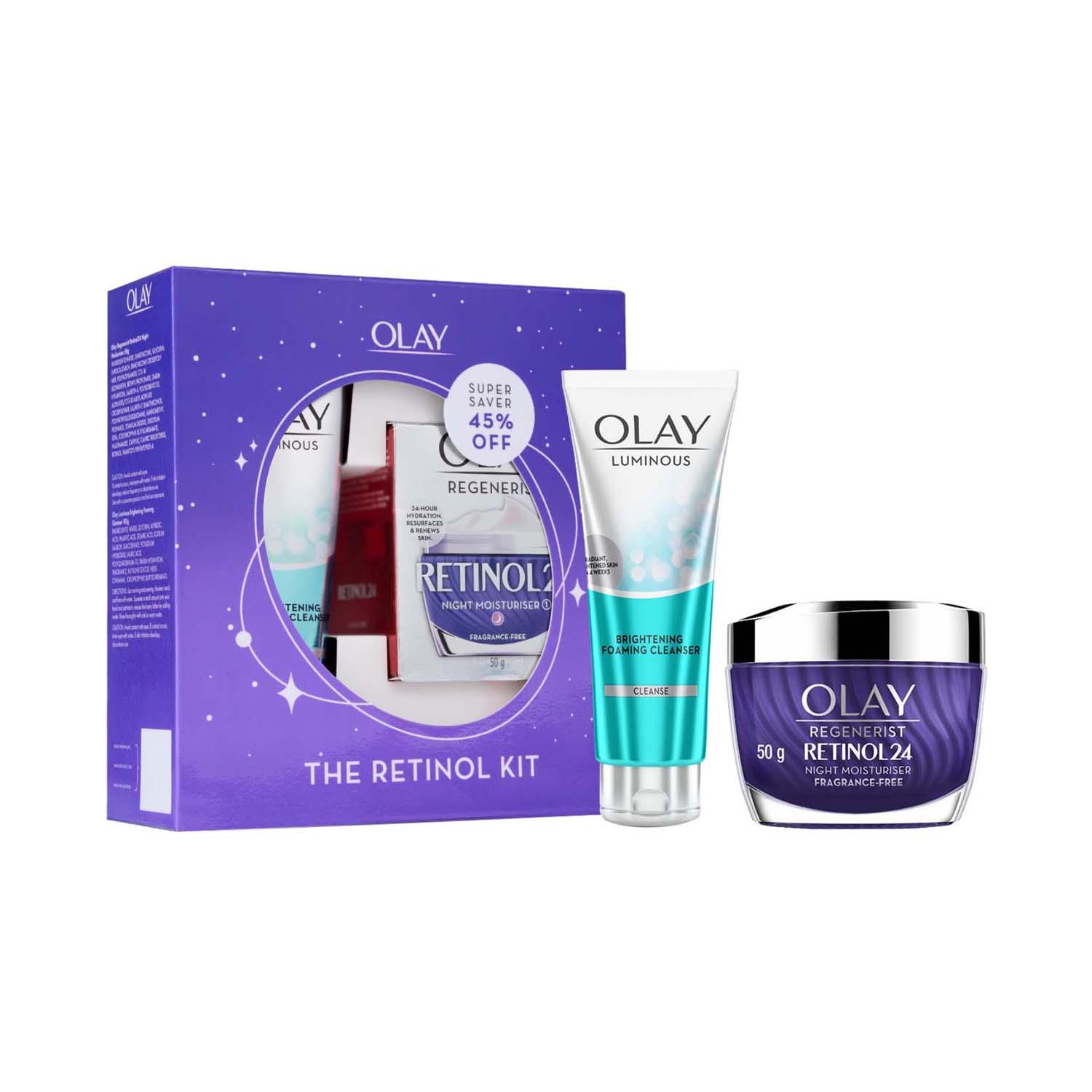 Olay | Olay Retinol Cream With Free Cleanser Kit For Overnight Repair (2Pcs)