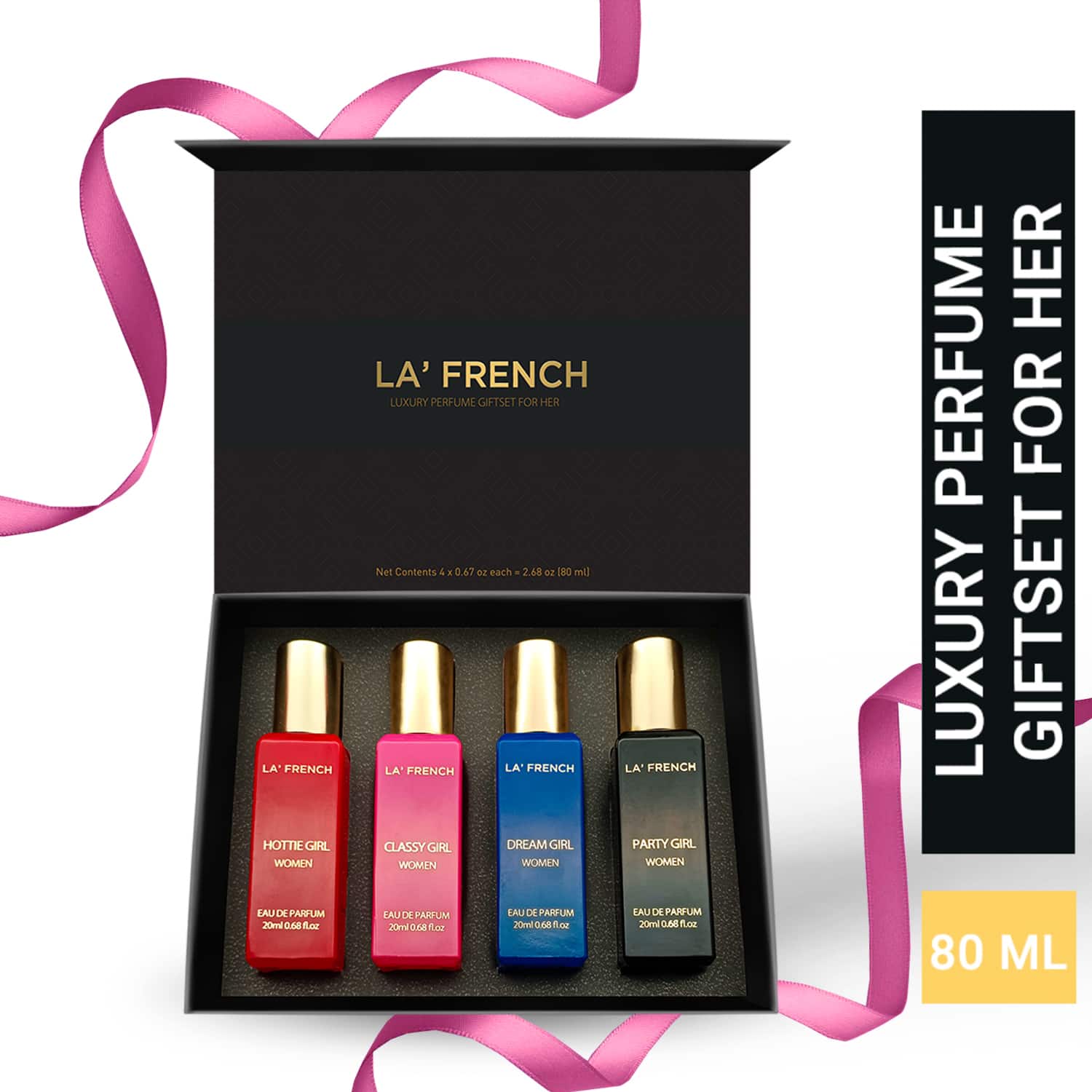 LA' French | LA' French Party Girl, Dream Girl, Hottie Girl, Classy Girl Luxury Perfume Gift Set For Her (4Pcs)