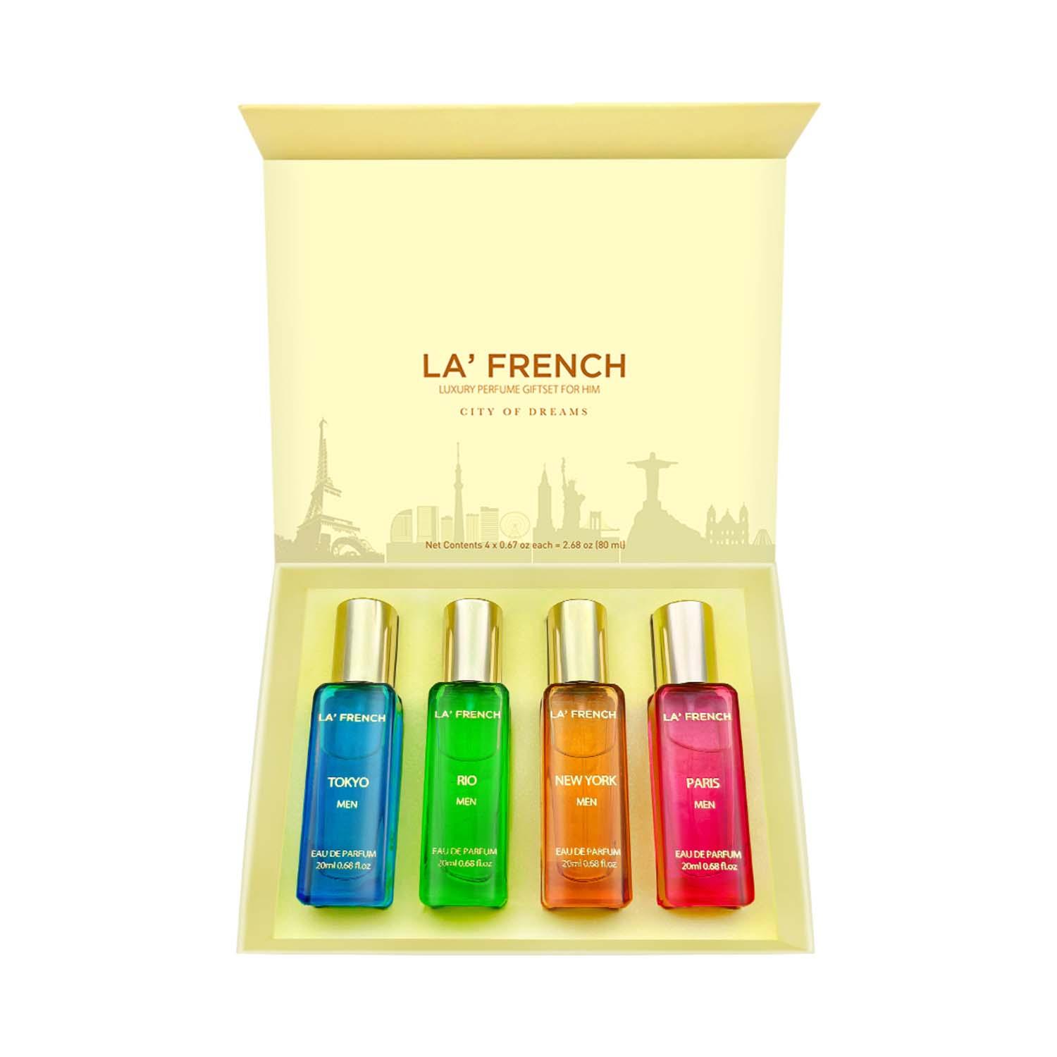 LA' French | LA' French Tokyo, Rio, New York, Paris City Of Dream Luxury Perfume Gift Set For Him (4Pcs)