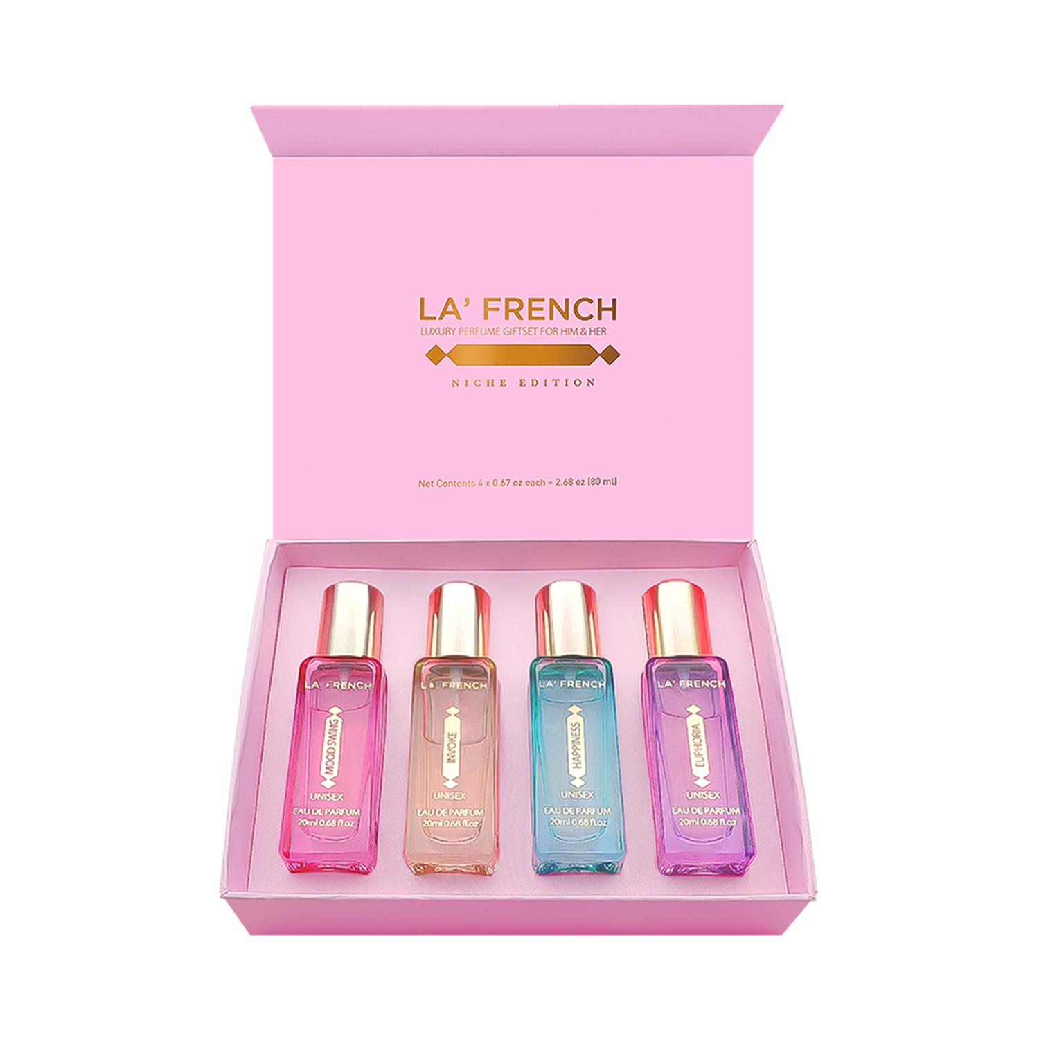 LA' French | LA' French Euphoria, Mood Swing, Happiness, Invoke Luxury Perfume Gift Set For Unisex (4Pcs)