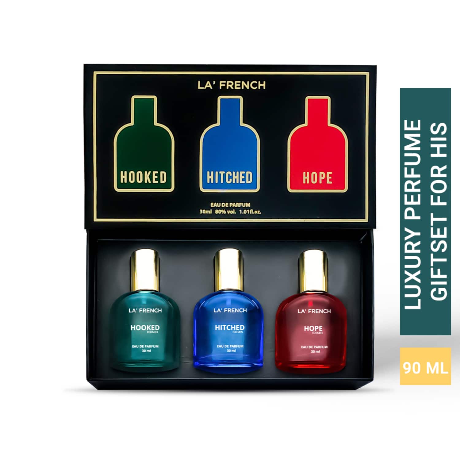 LA' French | LA' French Hooked, Hitched & Hope Perfume Gift Set For Men (3Pcs)
