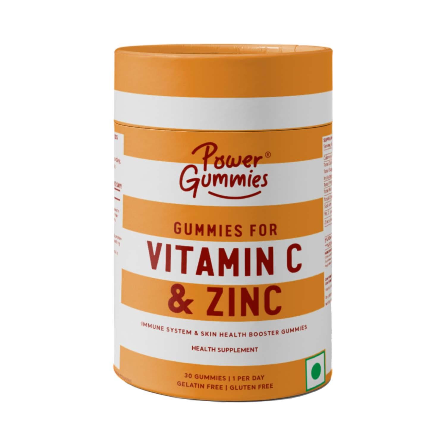Power Gummies | Power Gummies for Vitamin C & Zinc-Boosts Immunity with Orange Flavour (30 Gummies)