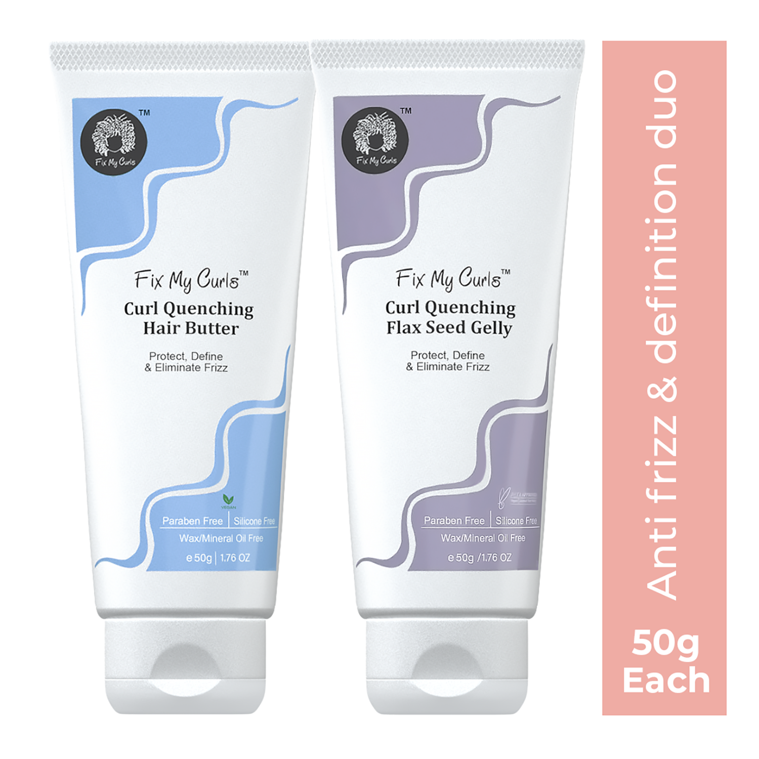 Fix My Curls | Fix My Curls Curl Quenching Moisture Styling Duo For Curly And Wavy Hair (2 Pcs, 50 g Each)