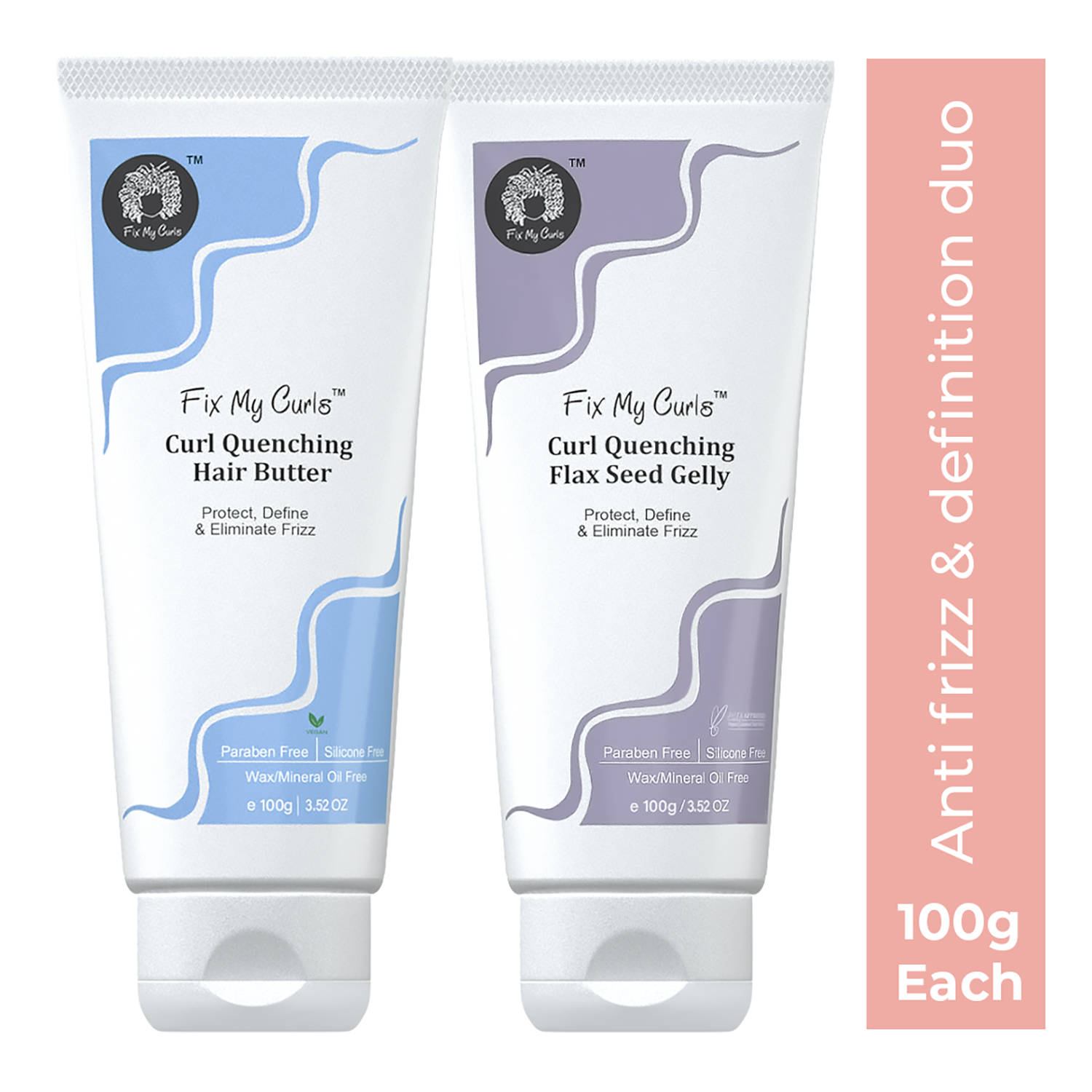 Fix My Curls | Fix My Curls Curl Quenching Moisture Styling Duo For Curly And Wavy Hair (2 Pcs, 100 g Each)
