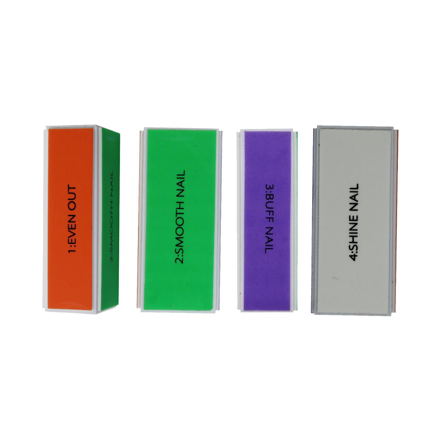 Bronson Professional | Bronson Professional Nail Buffer Shiner Filer 4 Way Manicure Pedicure Block - Multi-Color (4 Pcs)