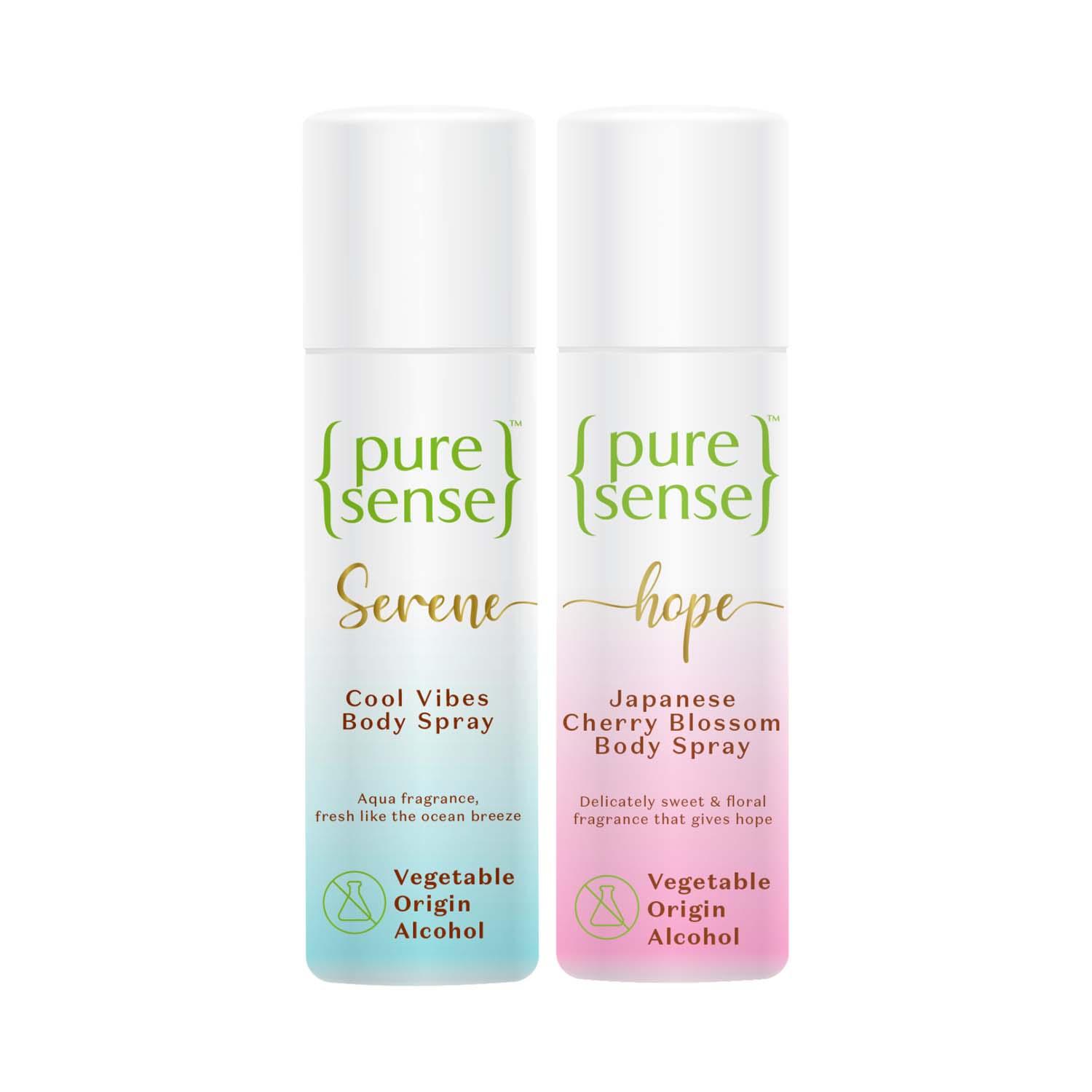 Pure Sense | Pure Sense Serene Cool Vibes & Hope Japanese Cherry Blossom Women Body Spray Set (2 Pcs)