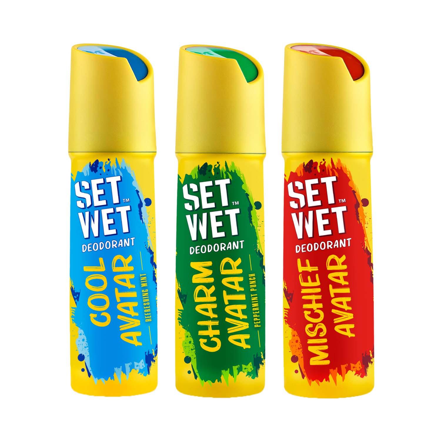 Set Wet | Set Wet Cool Charm and Mischief Avatar Body Spray Perfume for Men (3 pcs)