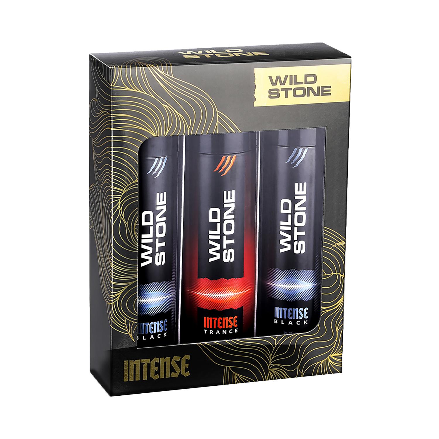 Wild Stone | Wild Stone Intense Black and Trance No Gas Deodorant Gift Set for Men (3 pcs)