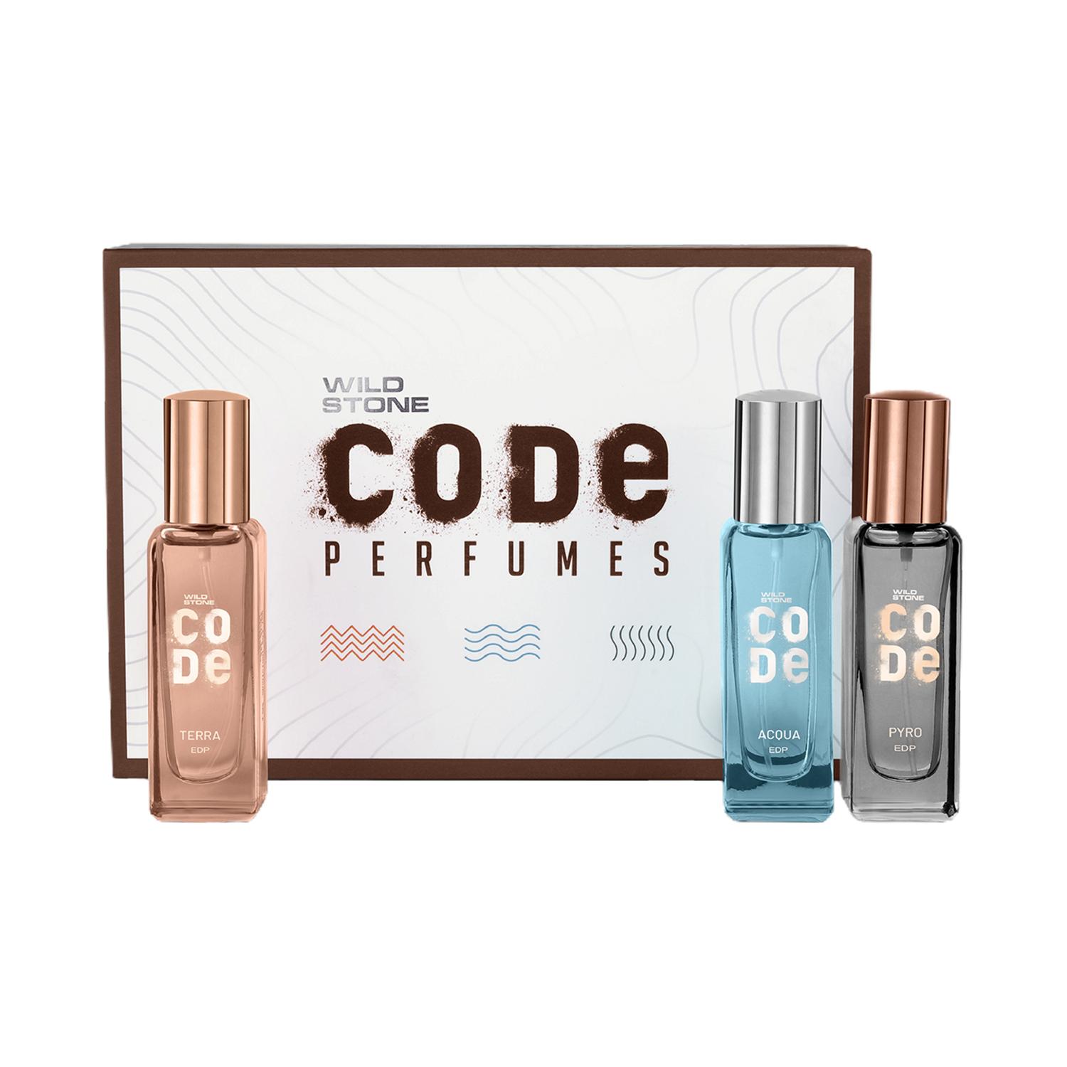 Wild Stone Code Acqua Terra Pyro Premium Eau De Parfum for Men (3 pcs)