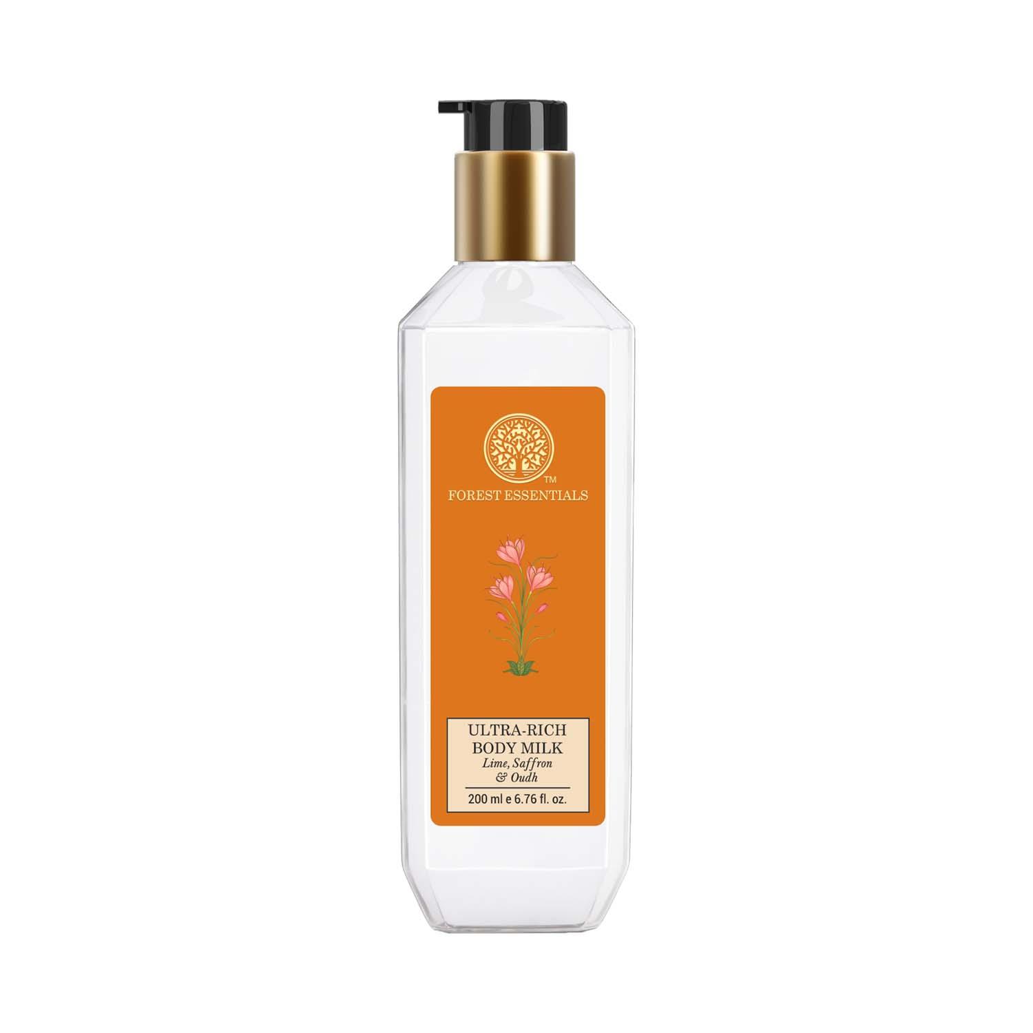 Forest Essentials | Forest Essentials Ultra Rich Body Milk Lime Saffron and Oudh Natural Body Lotion (200 ml)