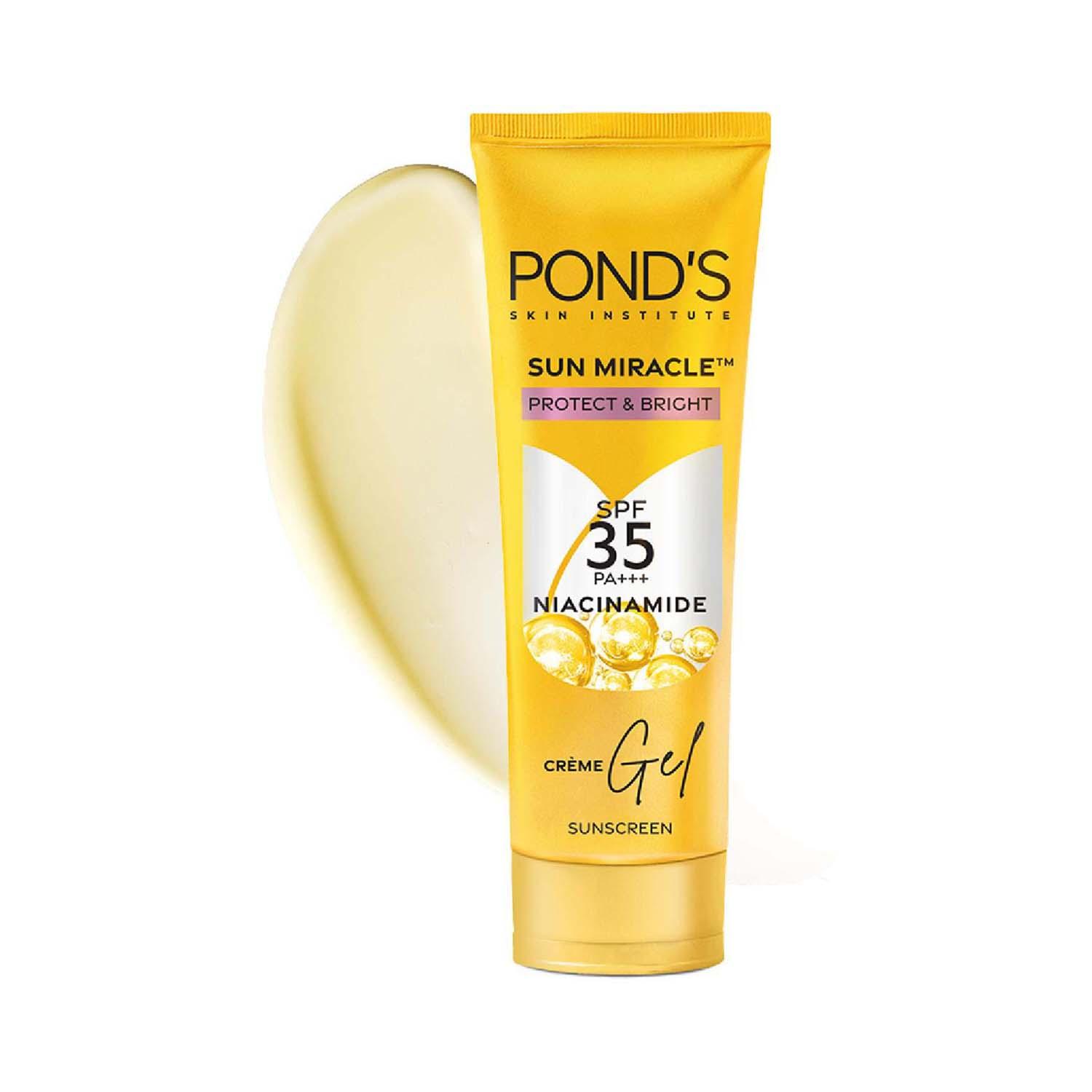 Pond's | Pond's Sun Miracle SPF 35 PA+++ Crème Gel Sunscreen - Protect & Bright, With Niacinamide (50 g)