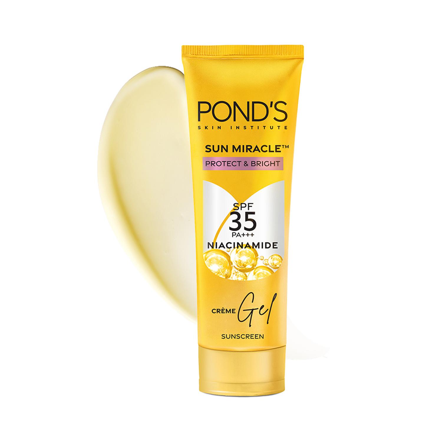 Pond's | Pond's Sun Miracle SPF 35 PA+++ Crème Gel Sunscreen - Protect & Bright, With Niacinamide (50 g)