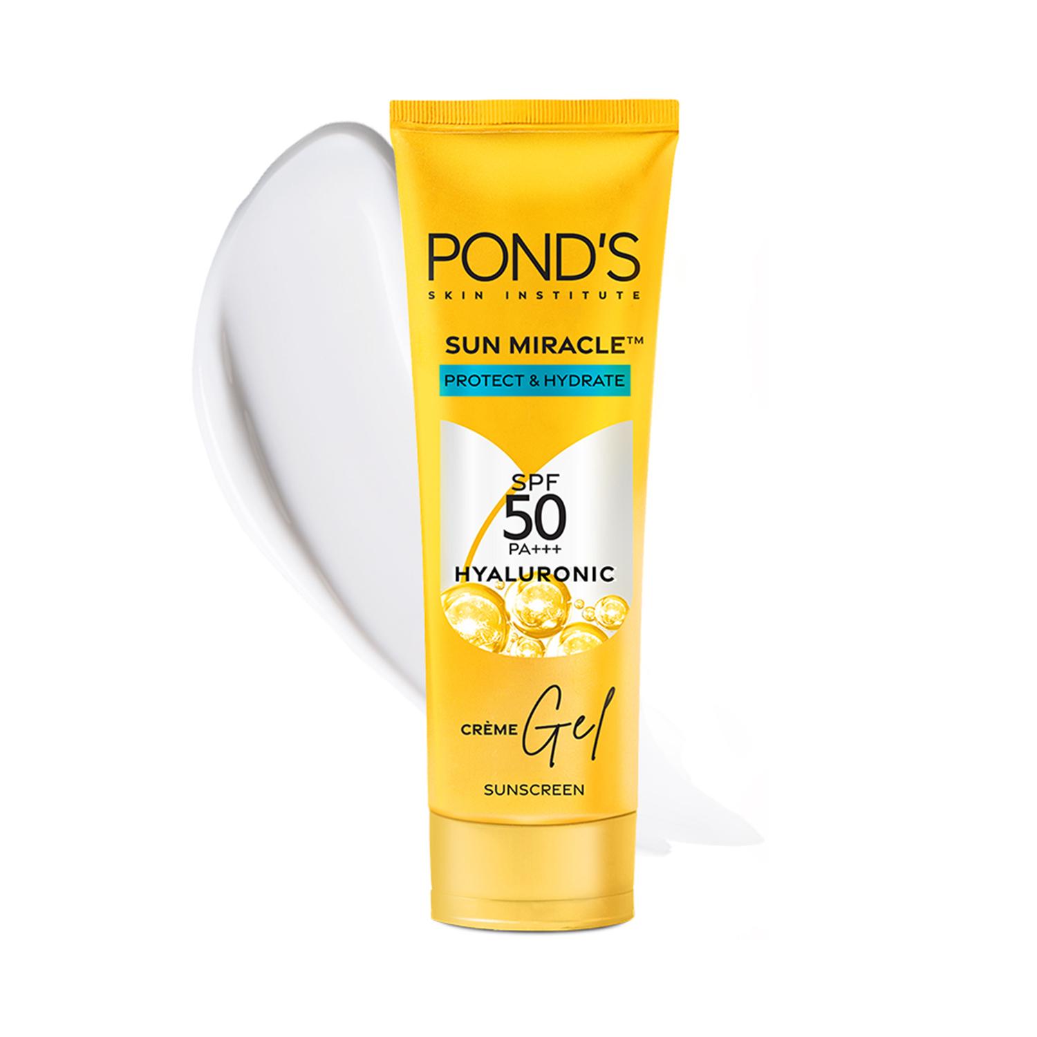 Pond's | Pond's Sun Miracle SPF 50 PA+++ Crème Gel Sunscreen - Protect & Hydrate, With Hyaluronic Acid (50 g)