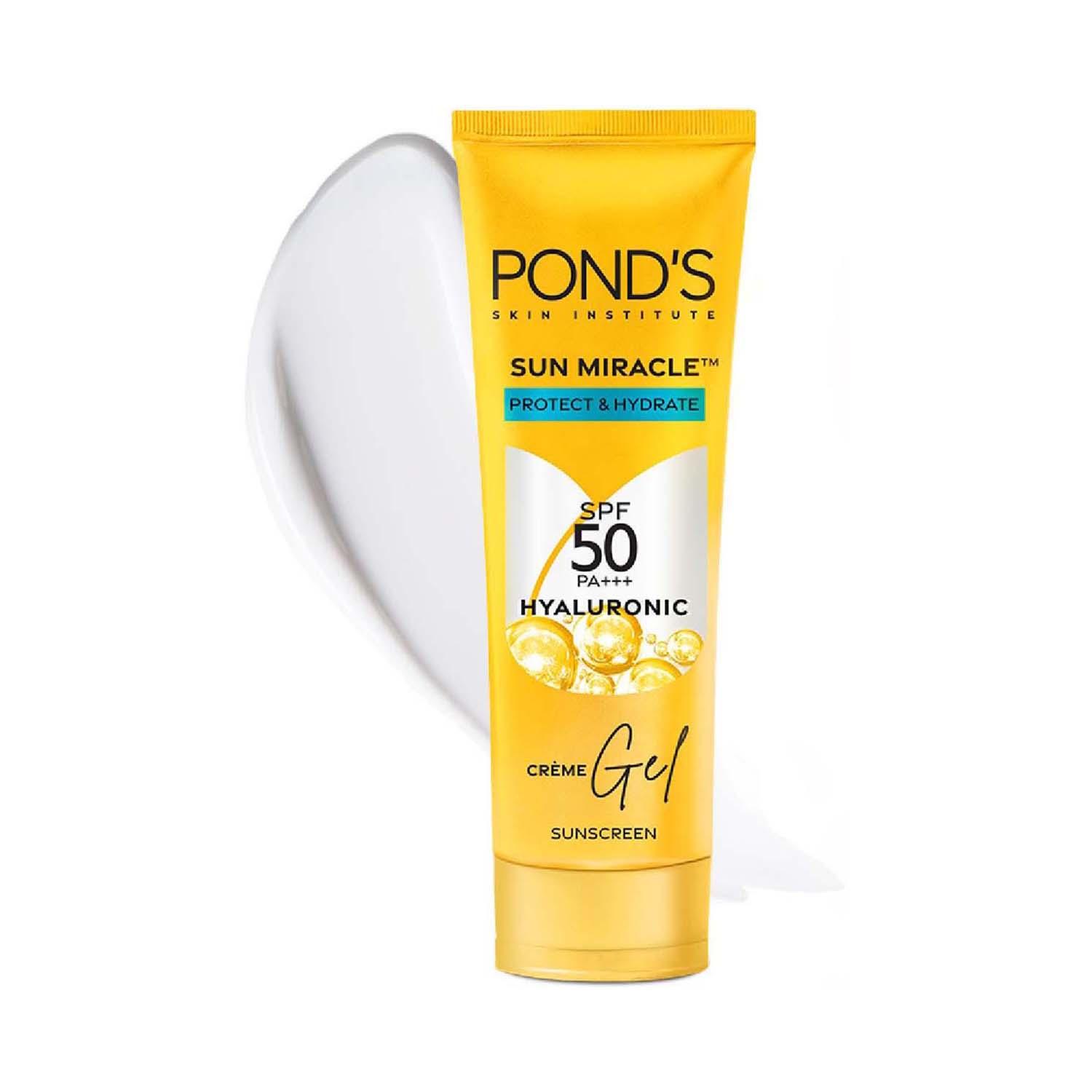 Pond's | Pond's Sun Miracle SPF 50 PA+++ Crème Gel Sunscreen - Protect & Hydrate, With Hyaluronic Acid (50 g)