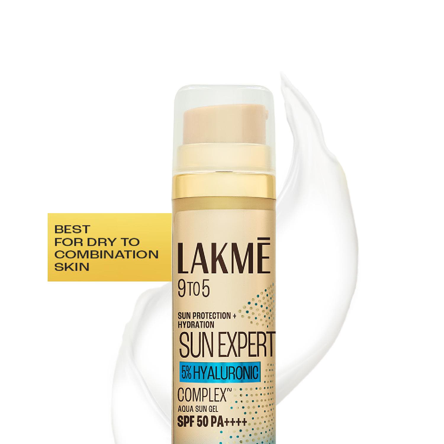 Lakme | Lakme 5% Hyaluronic water-light Sunscreen gel SPF 50 Pa++++ For Oily Skin,Plump & Hydrated skin (56g)