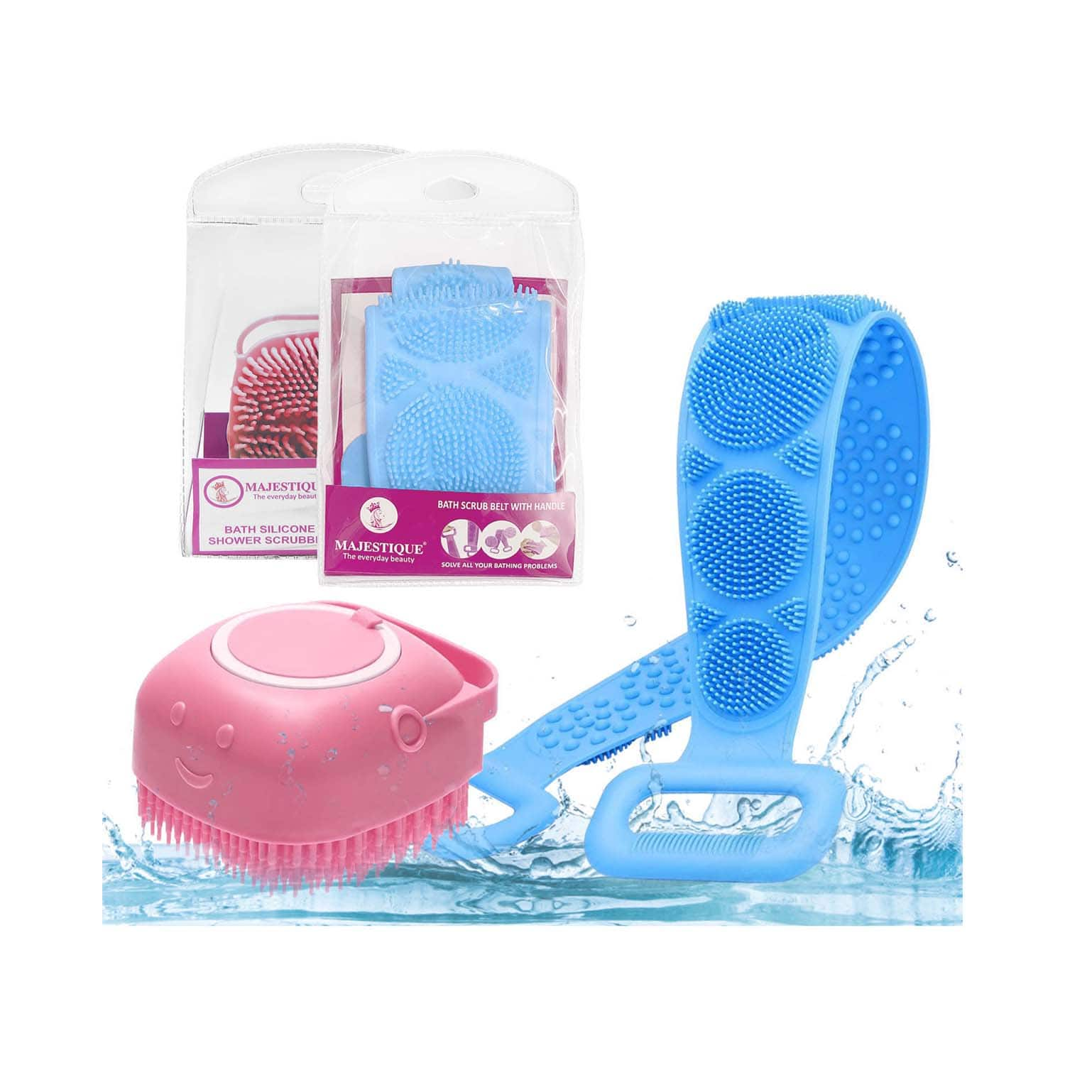 Majestique | Majestique Silicone Body Scrubber with Bath Belt (2 pcs)