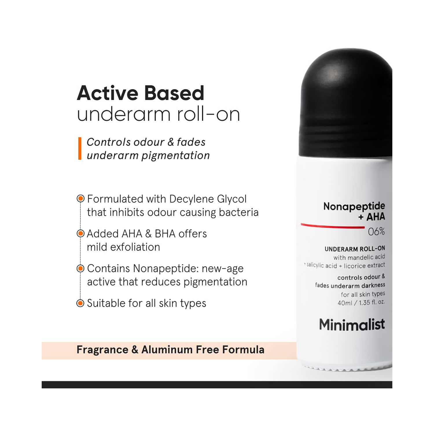 Minimalist Nonapeptide + AHA 06% Underarm Roll-On 40 ml - Image 2