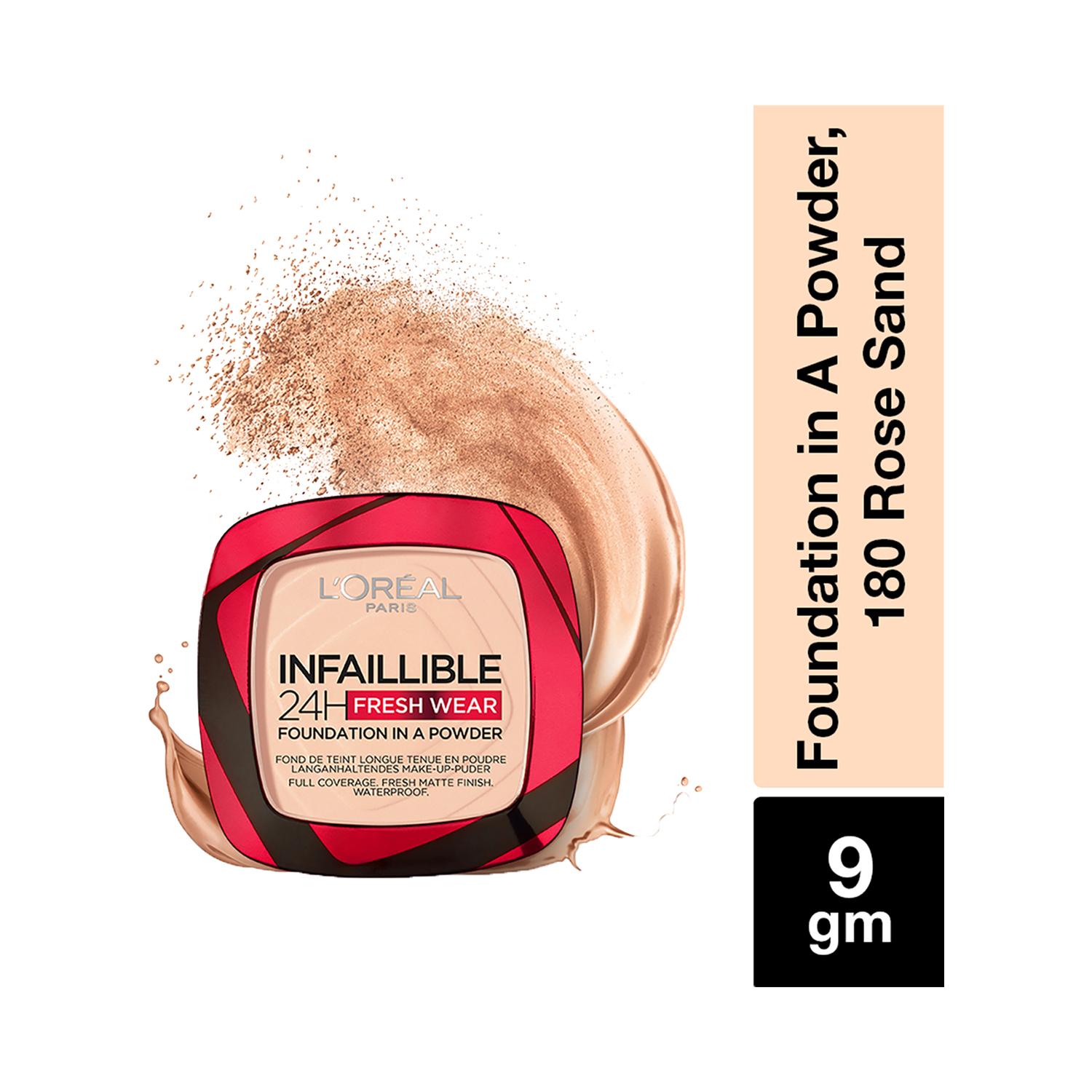 L'Oreal Paris Infallible 24H Fresh Wear Foundation In A Powder - 180 Rose Sand (9 g)