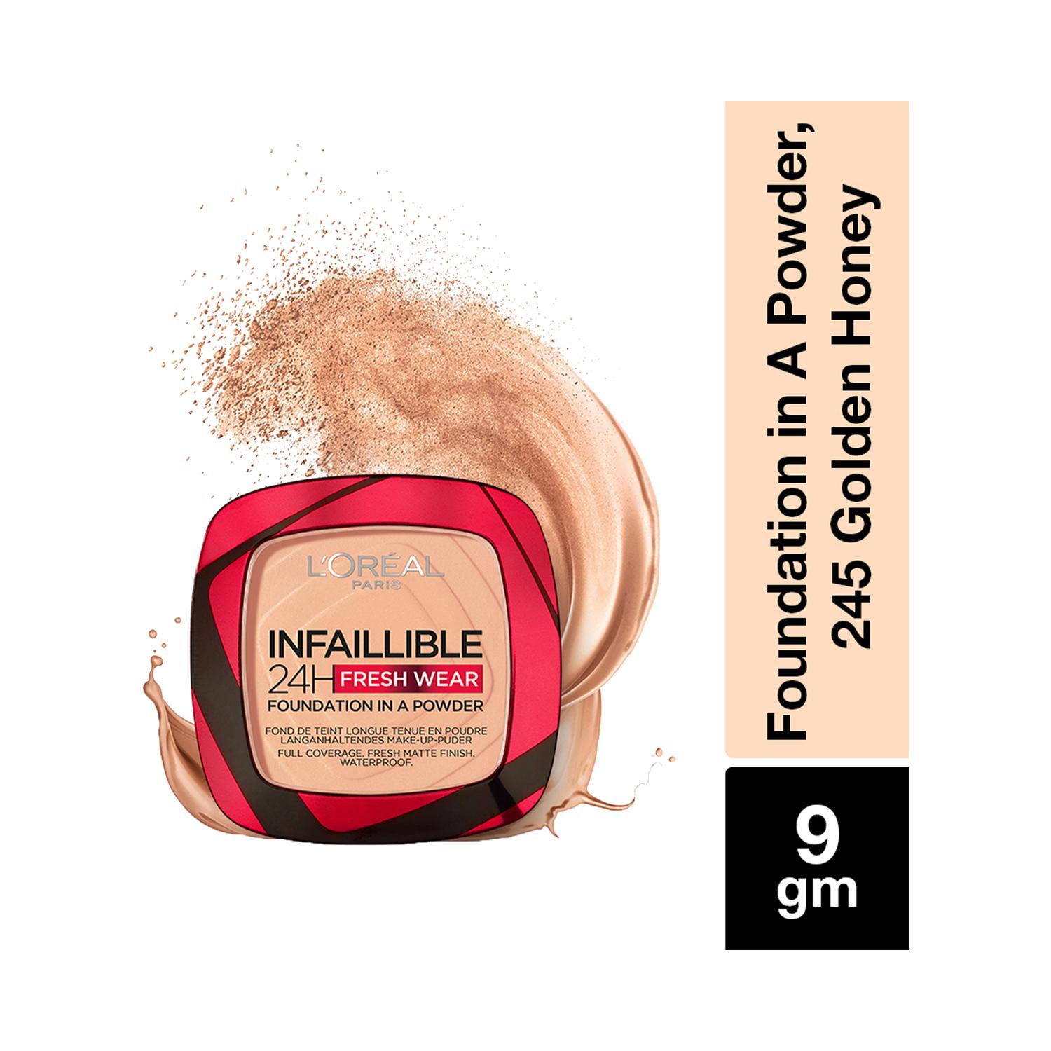 L'Oreal Paris Infallible 24H Fresh Wear Foundation In A Powder - 245 Golden Honey (9 g)