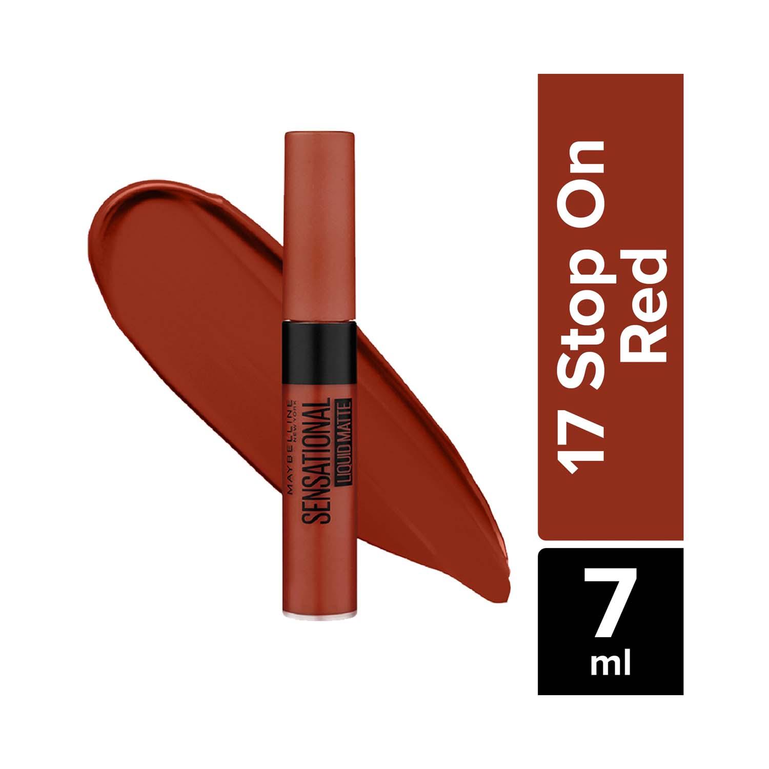 Maybelline New York Sensational Liquid Matte Lipstick - 17 Stop On Red (7 ml)