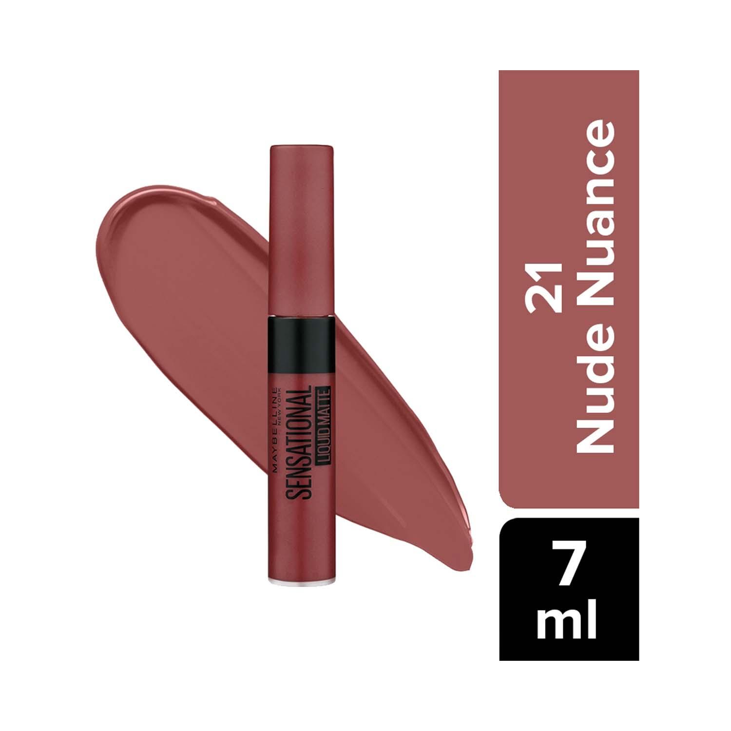 Maybelline New York Sensational Liquid Matte Lipstick - 21 Nude Nuance (7 ml)