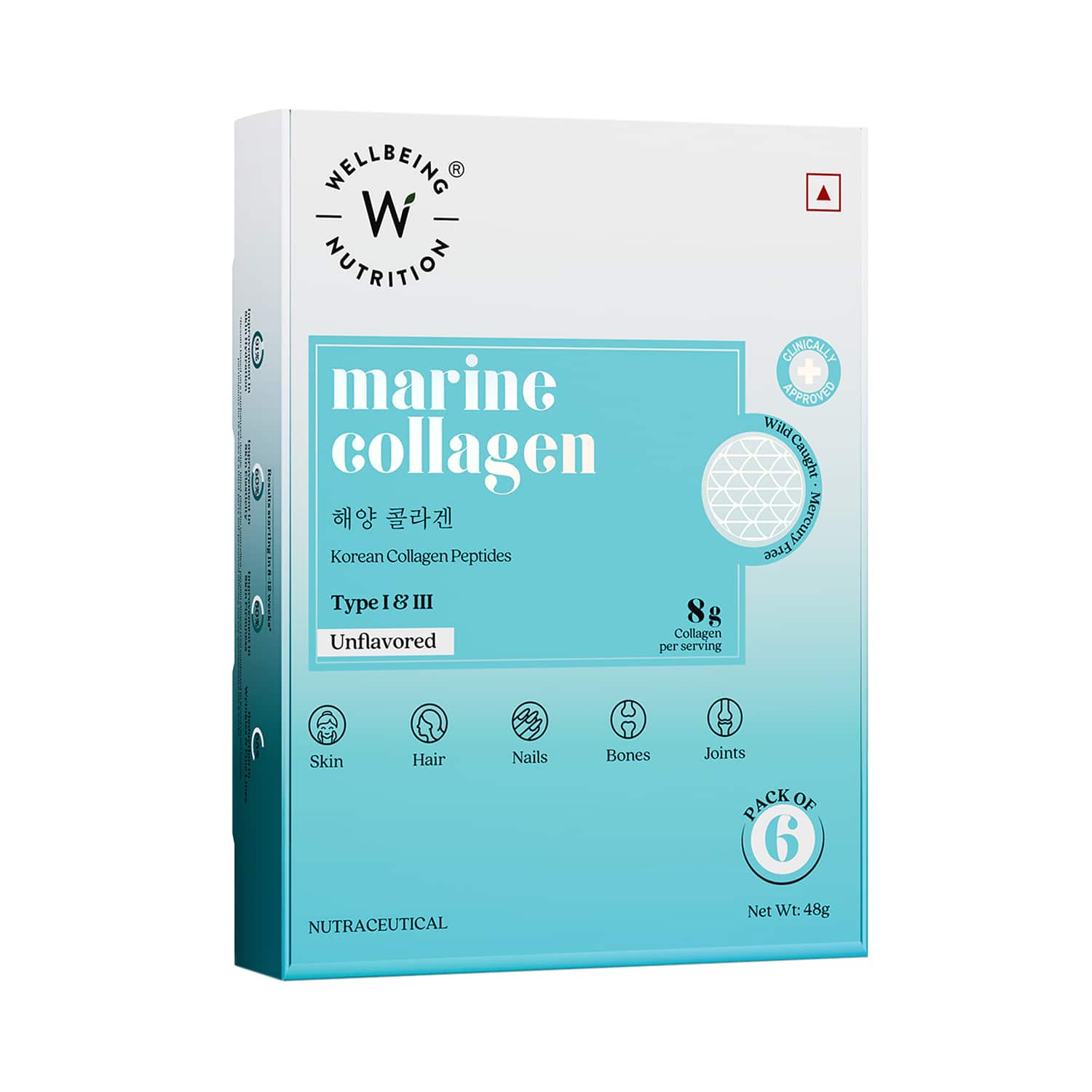 Wellbeing Nutrition | Wellbeing Nutrition Marine Collagen Type I and III Fine Lines and Wrinkles Unflavored (6 pcs)