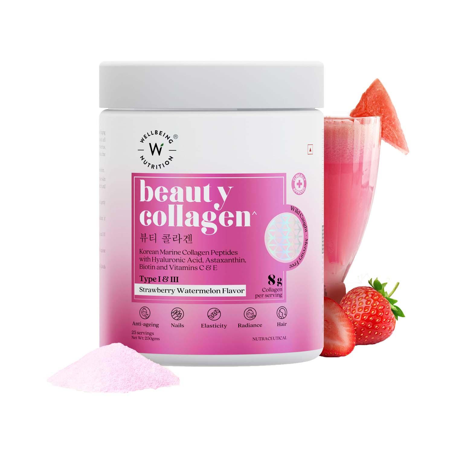 Wellbeing Nutrition | Wellbeing Nutrition Beauty Korean Marine Strawberry & Watermelon Collagen (250 g)