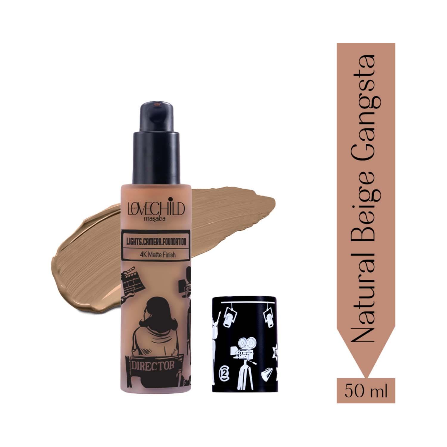 LoveChild Masaba | LoveChild Masaba Lights Camera Foundation 4K Matte Finish - Natural Beige Gangsta (30 g)