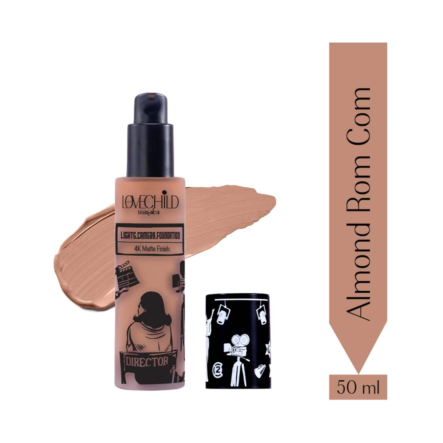 LoveChild Masaba | LoveChild Masaba Lights Camera Foundation 4K Matte Finish - Almond Rom Com (30 g)