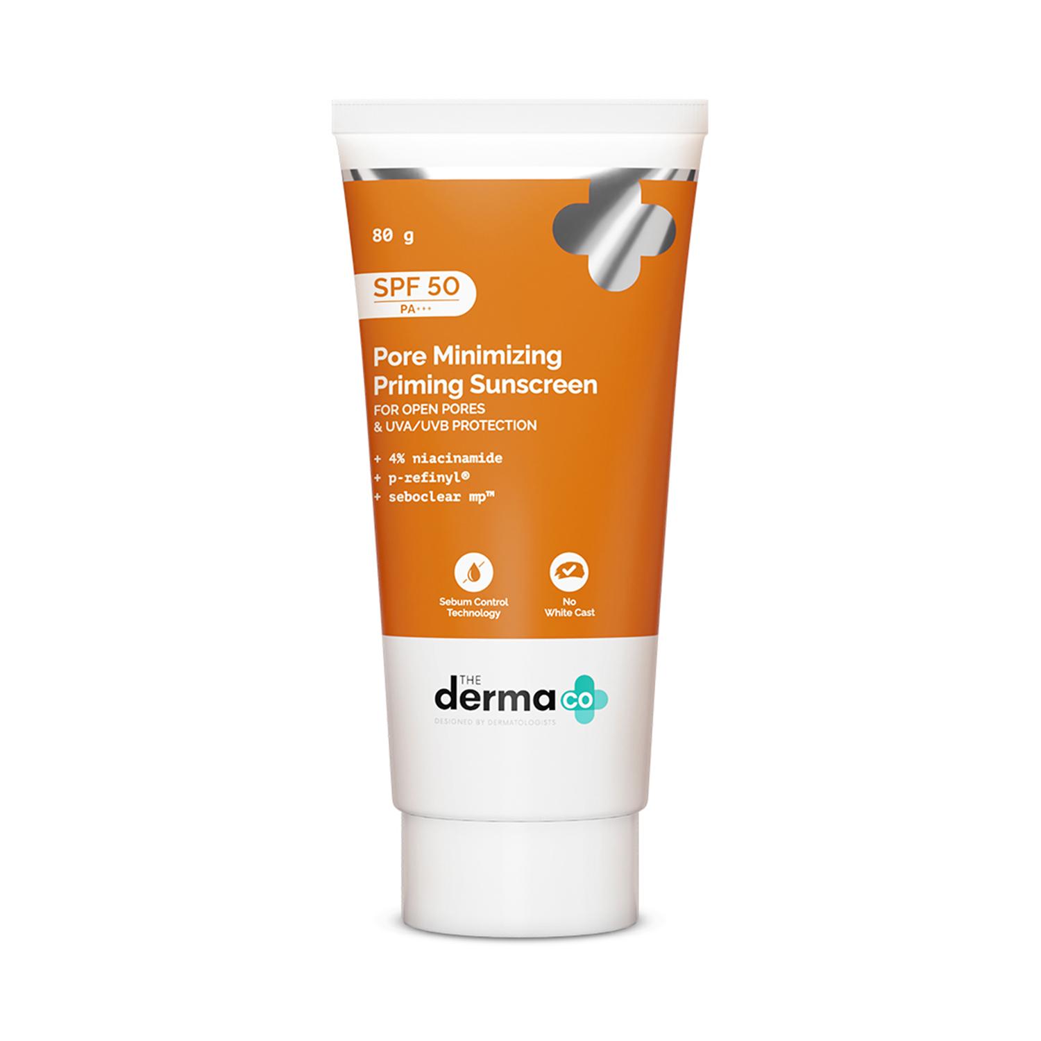 The Derma Co | The Derma Co Pore Minimizing Priming Sunscreen with SPF 50 & PA+++ For Open Pores  (80 g)