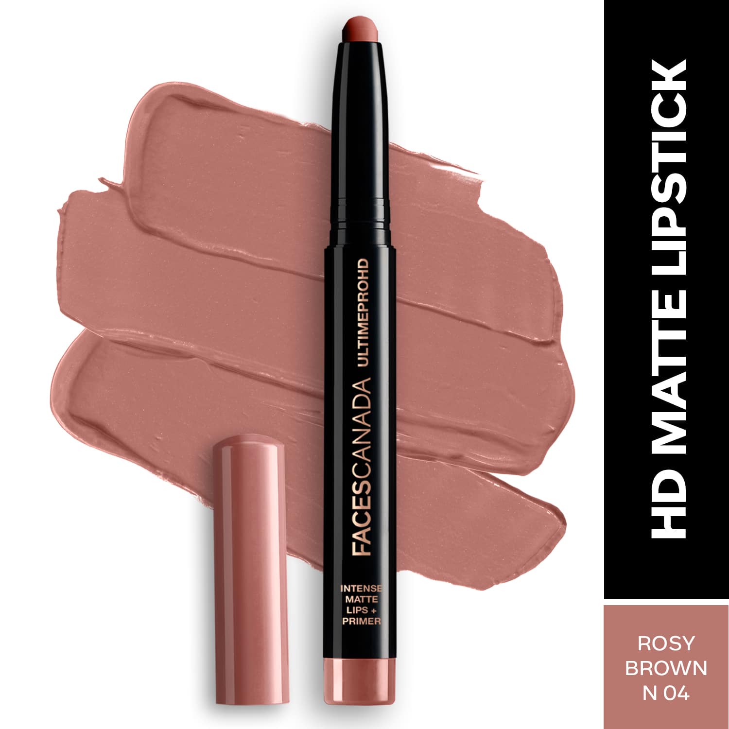 Faces Canada | Faces Canada Ultime Pro HD Intense Matte Lips + Primer 9HR Long Stay - Rosy Brown N04 (1.4 g)
