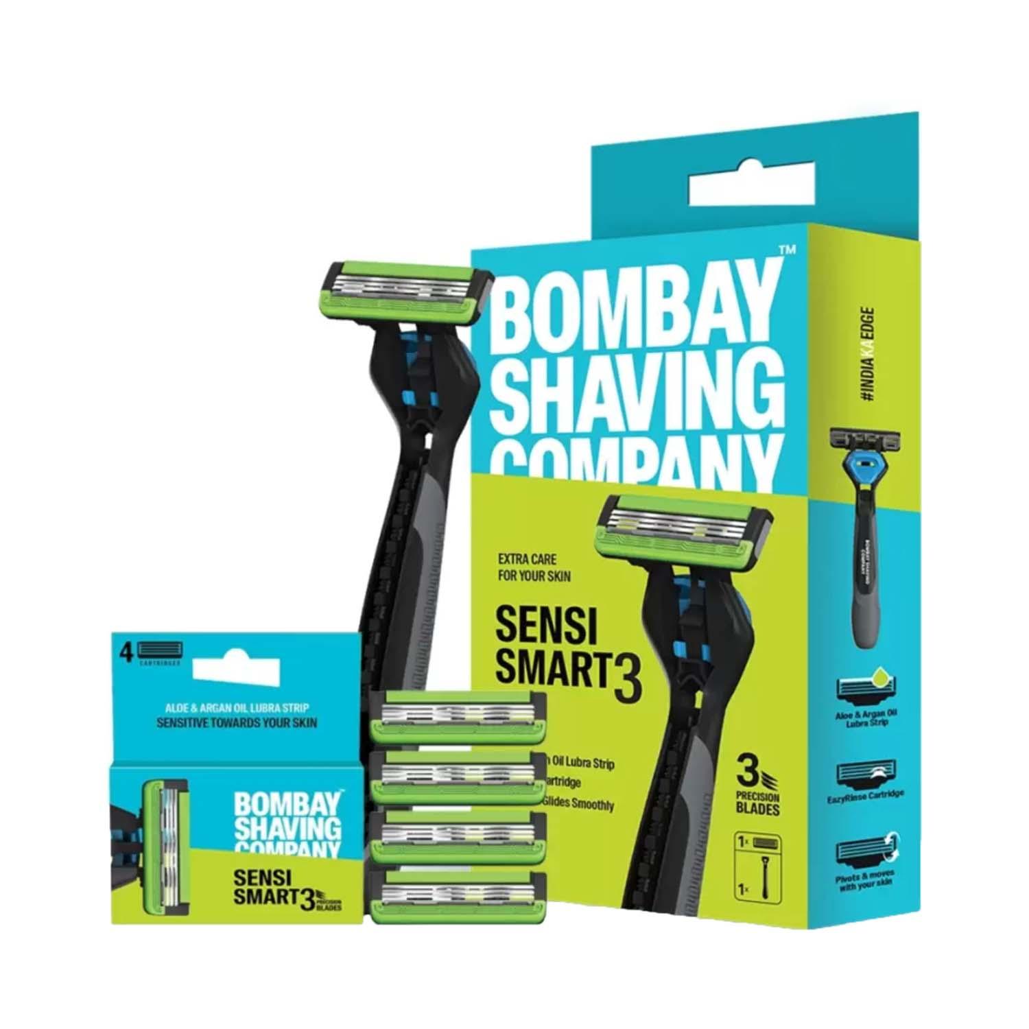 Bombay Shaving Company | Bombay Shaving Company Sensi Smart 3 Razor Green With Cartridge (4 Pcs)