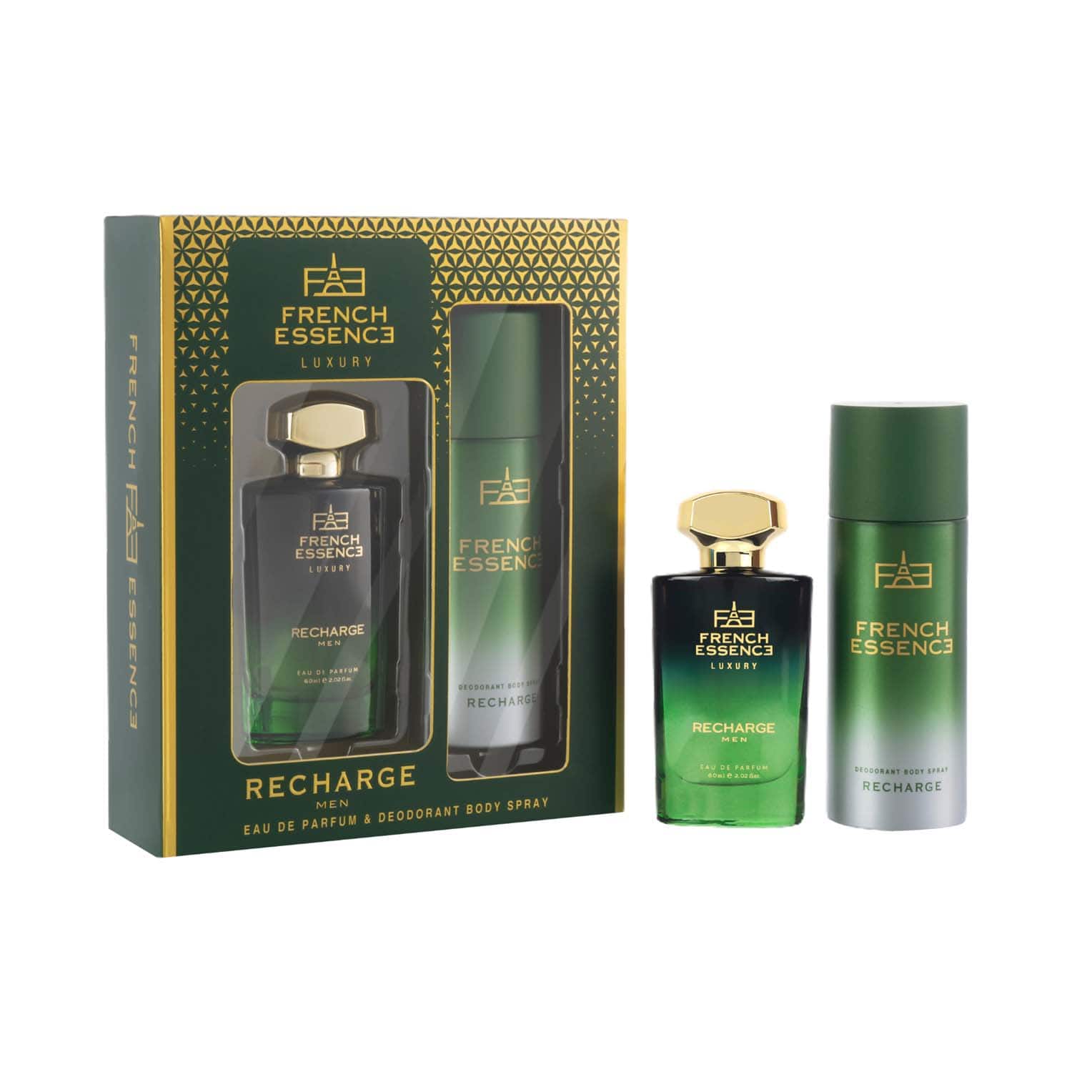 FRENCH ESSENCE | FRENCH ESSENCE Recharge Perfume (60 ml) & Deodorant (150 ml) Luxury Gift Set For Men (2 pcs)