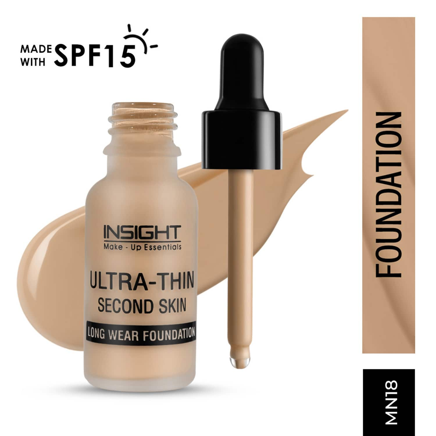 Insight Cosmetics | Insight Cosmetics Ultra-Thin Second Skin Long Wear Foundation with SPF 15 - MN18 (20 ml)