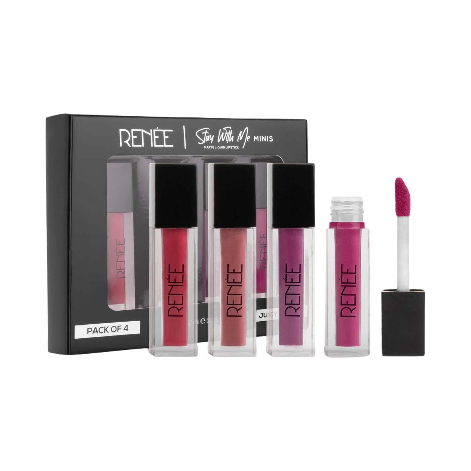 RENEE | Renee Cosmetics Stay With Me Minis Matte Liquid Lipsticks - 01 Juicy Berries (4 pcs)