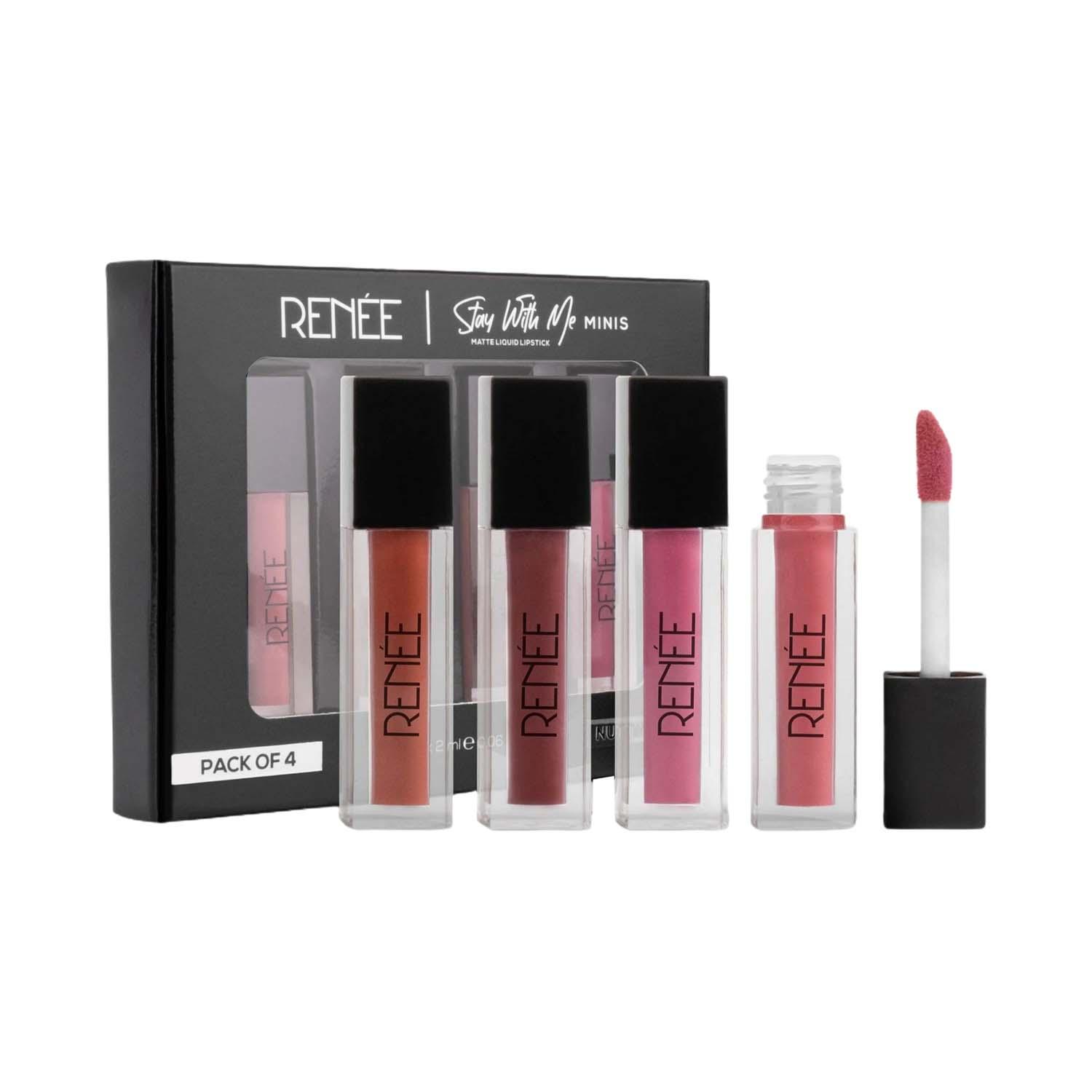 RENEE | Renee Cosmetics Stay With Me Minis Matte Liquid Lipsticks - 02 Nutty Nudes (4 pcs)