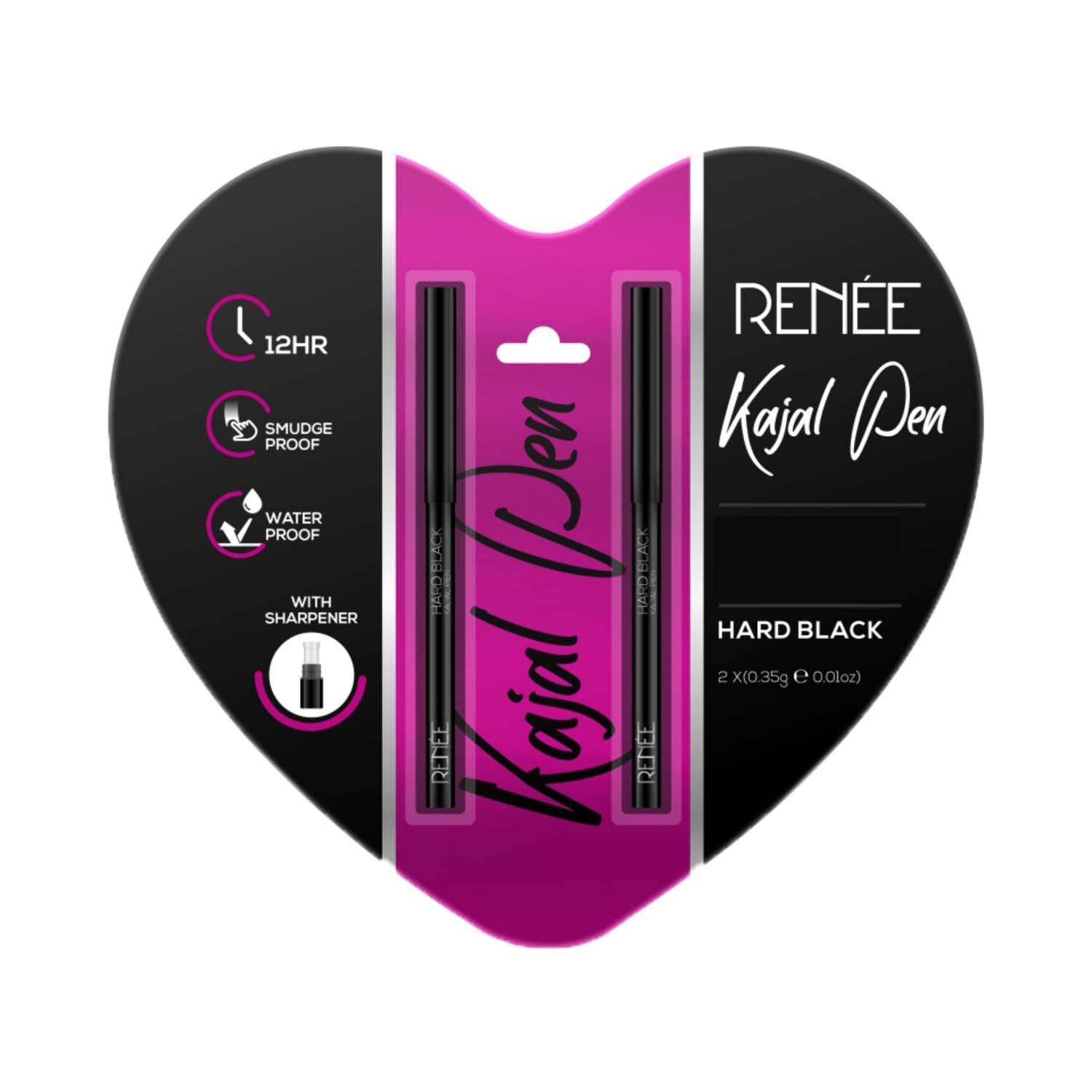 RENEE | Renee Cosmetics Kajal Pen With Sharpener Set - Hard Black (2 pcs)